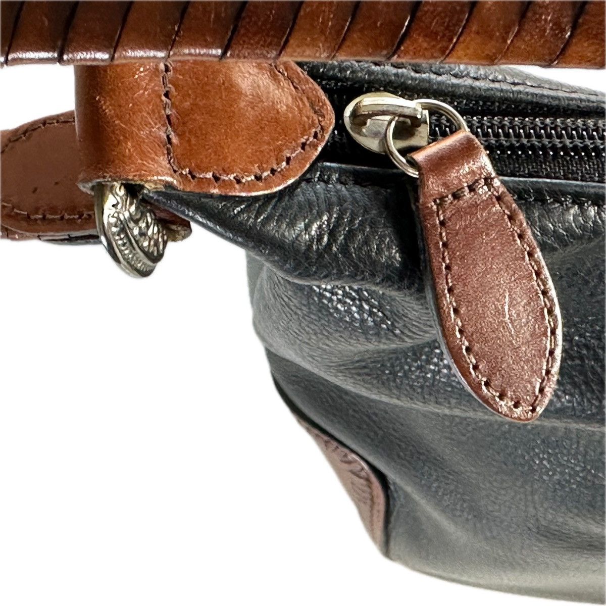 Fossil Vintage Fossil Black Leather Accents Brailed Strap Hobo Bag Size ONE SIZE - 16 Thumbnail