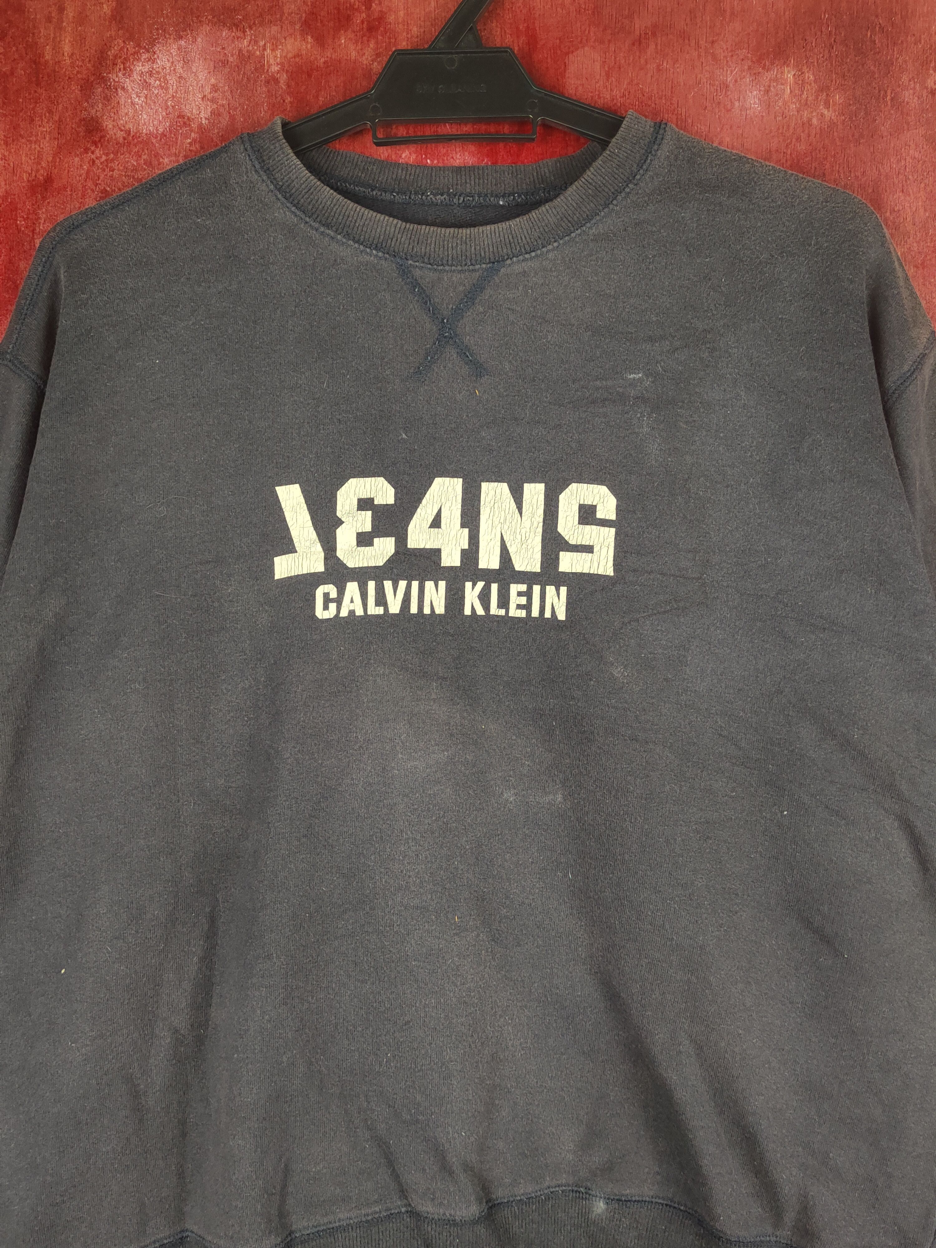 Calvin Klein × Japanese Brand × Vintage Calvin Klein Dark Blue Faded Sweatshirts #S1884 Size US M / EU 48-50 / 2 - 2 Thumbnail