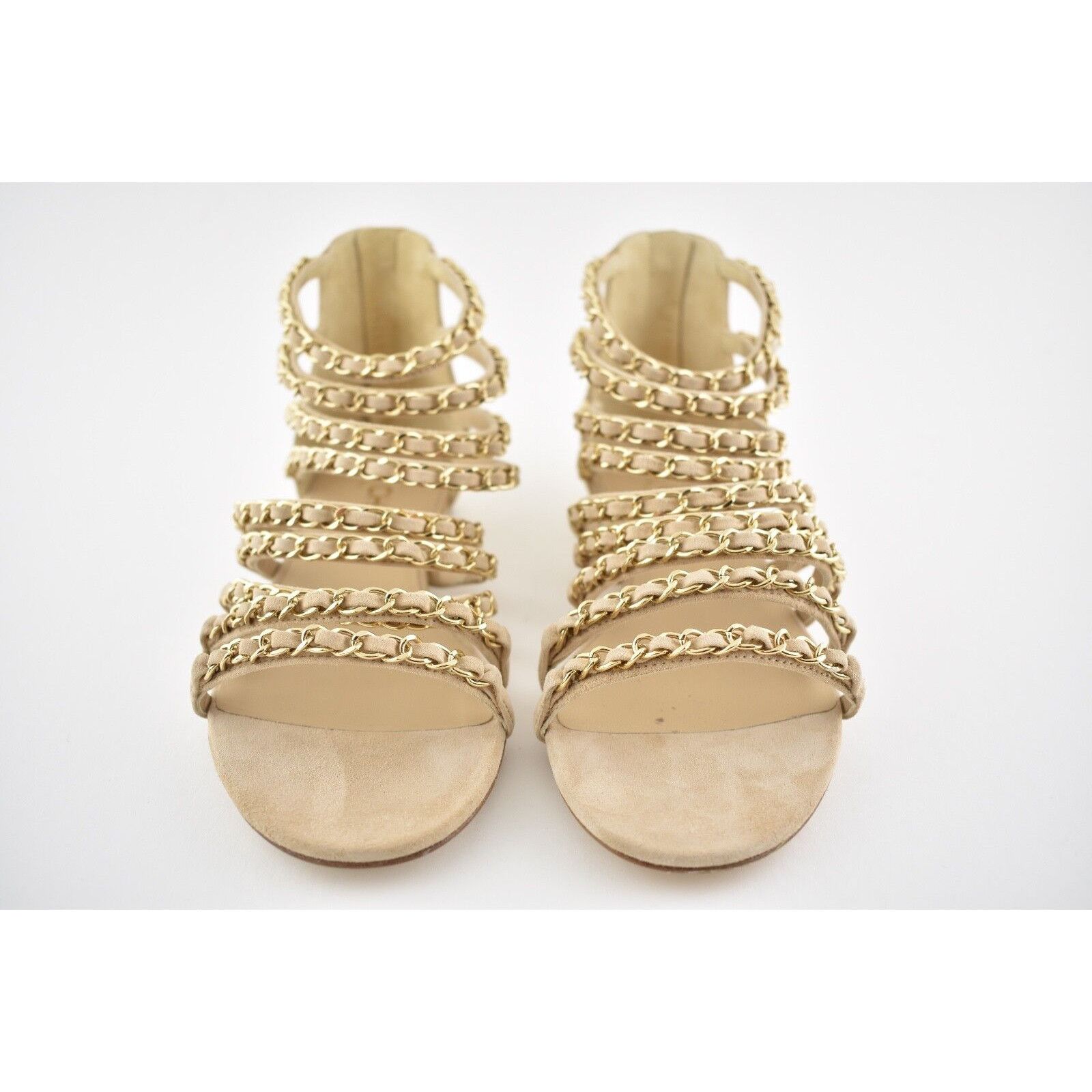 Chanel Chanel 18P Beige Suede Chain Gold CC Gladiator Strap Size US 6.5 / IT 36.5 - 3 Thumbnail