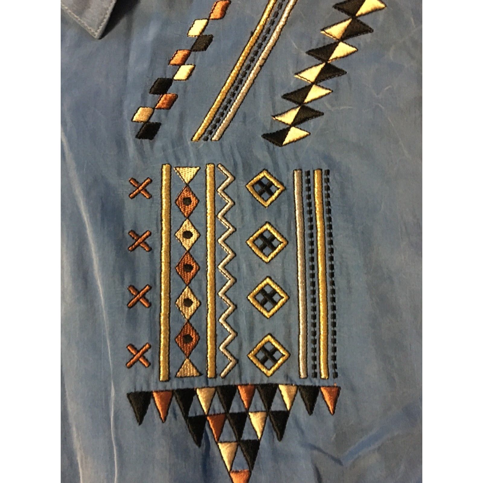 Vintage VINTAGE Saint Germain Paris Bomber Jacket Women L Blue 80s 90s Aztec Native Southwestern Retro Casual USA Size L / US 10 / IT 46 - 2 Thumbnail