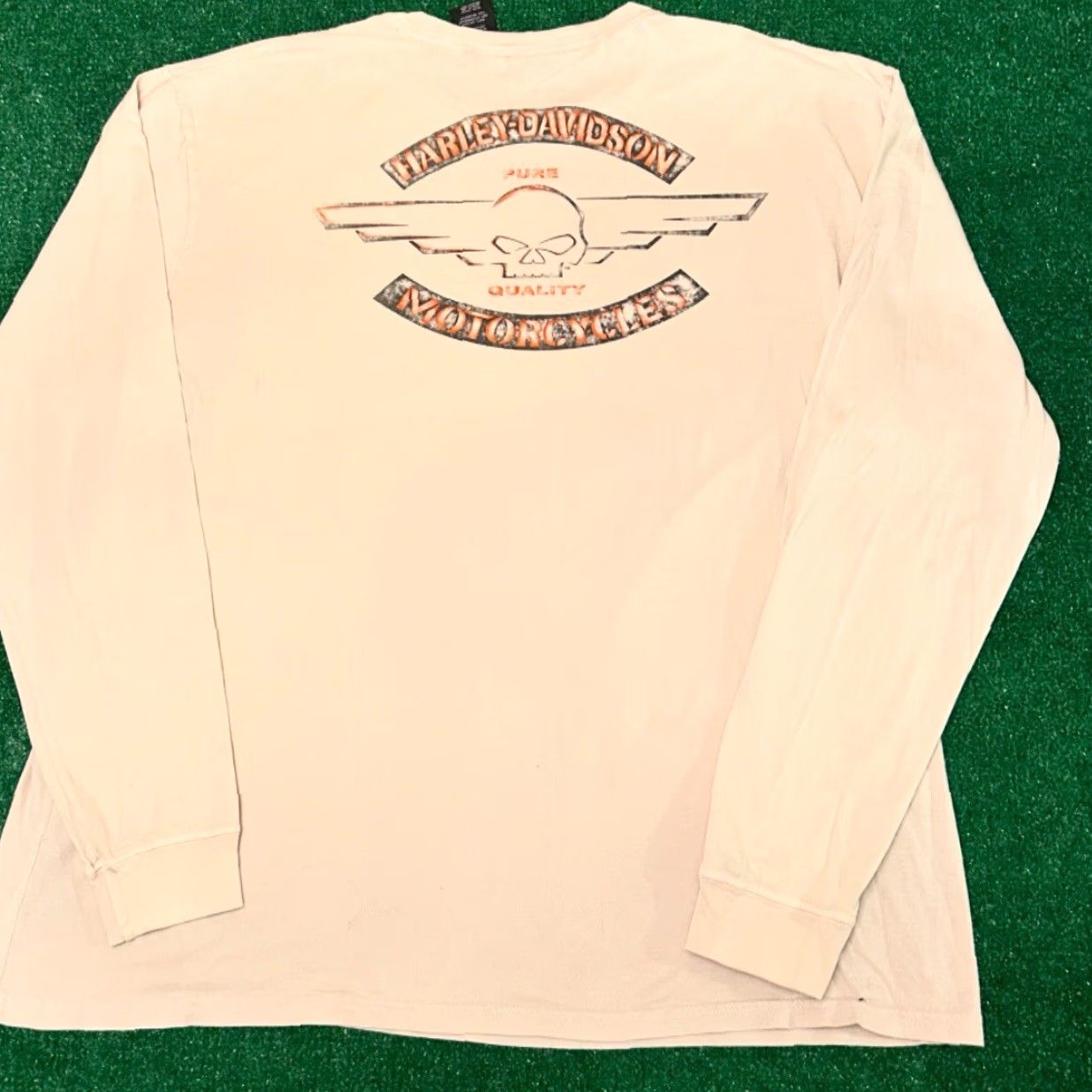 Harley Davidson VINTAGE Harley-Davidson Motors Y2K Biker Skull Logo VTG Longsleeve Shirt XL Beige Mens Long Sleeve Shirt Size US XL / EU 56 / 4 - 4 Thumbnail