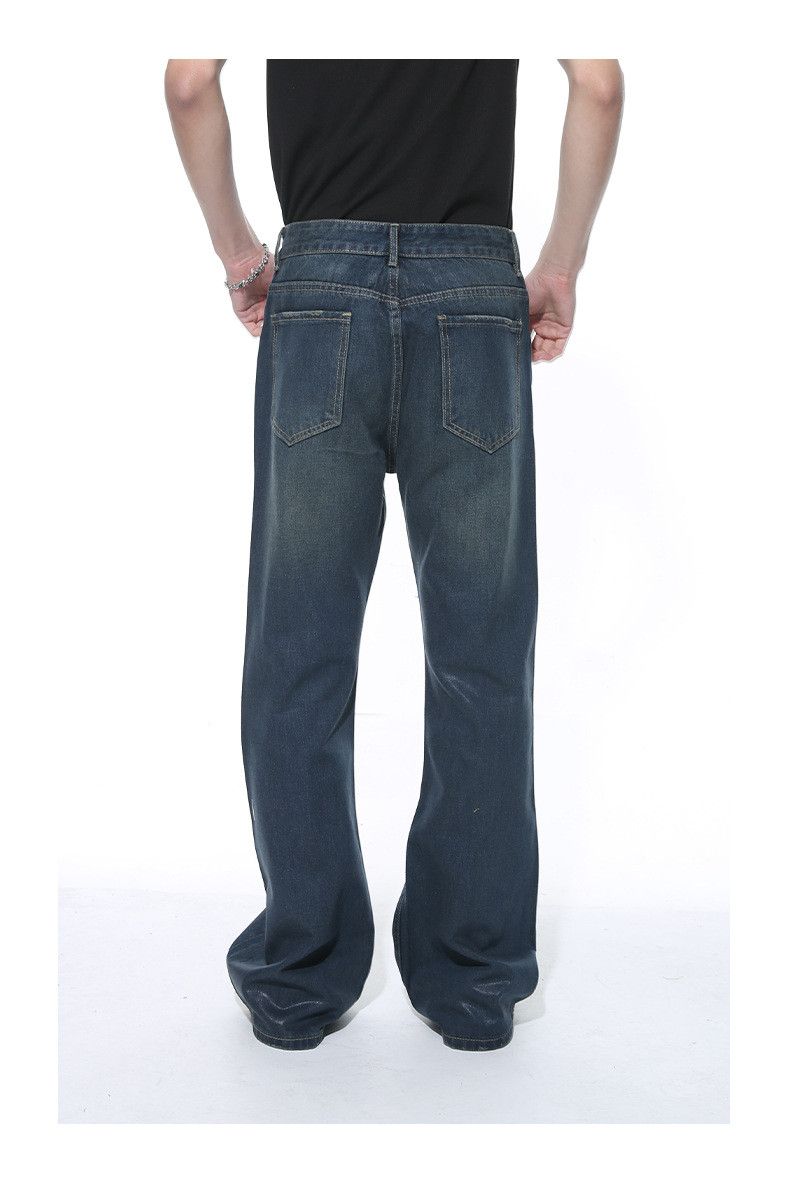 Jean Men's American-Style Blue Slim-Fit Washed Flared Jeans Size US 32 / EU 48 - 5 Thumbnail