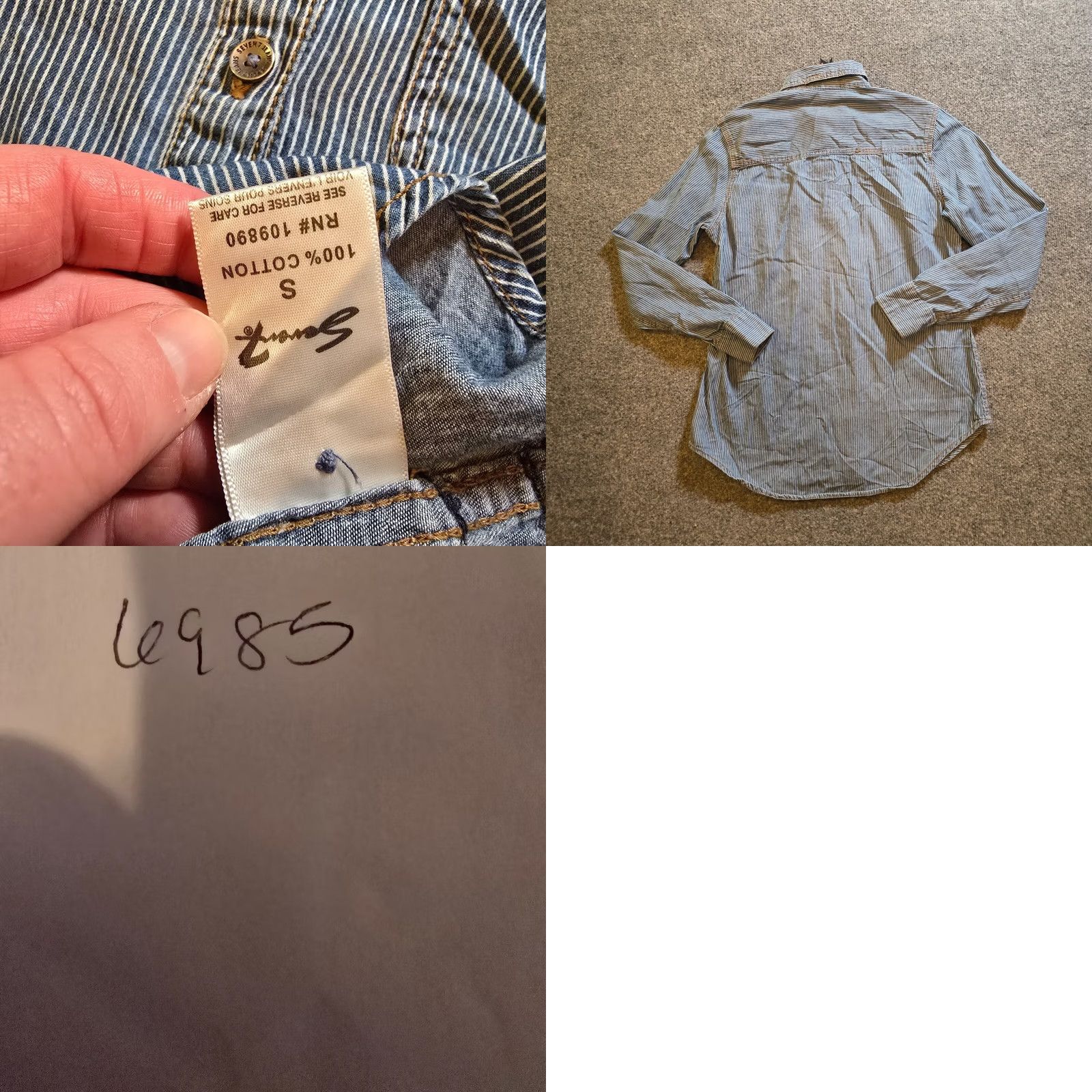 Vintage Seven Jeans Top Womens Size Small Blue White Striped Chambray Button Up Casual Shirt S Blue Striped Chambray Button Up Womens Mens? No Size S / US 4 / IT 40 - 8 Thumbnail