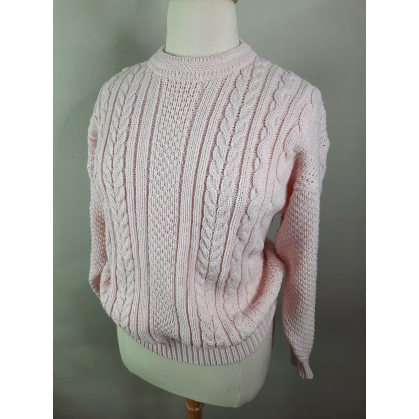 Vintage VINTAGE S3C Sweater Cable Knit Women's XL Pastel Pink Long Sleeve Pullover Kimt? Size XL / US 12-14 / IT 48-50 - 2 Thumbnail