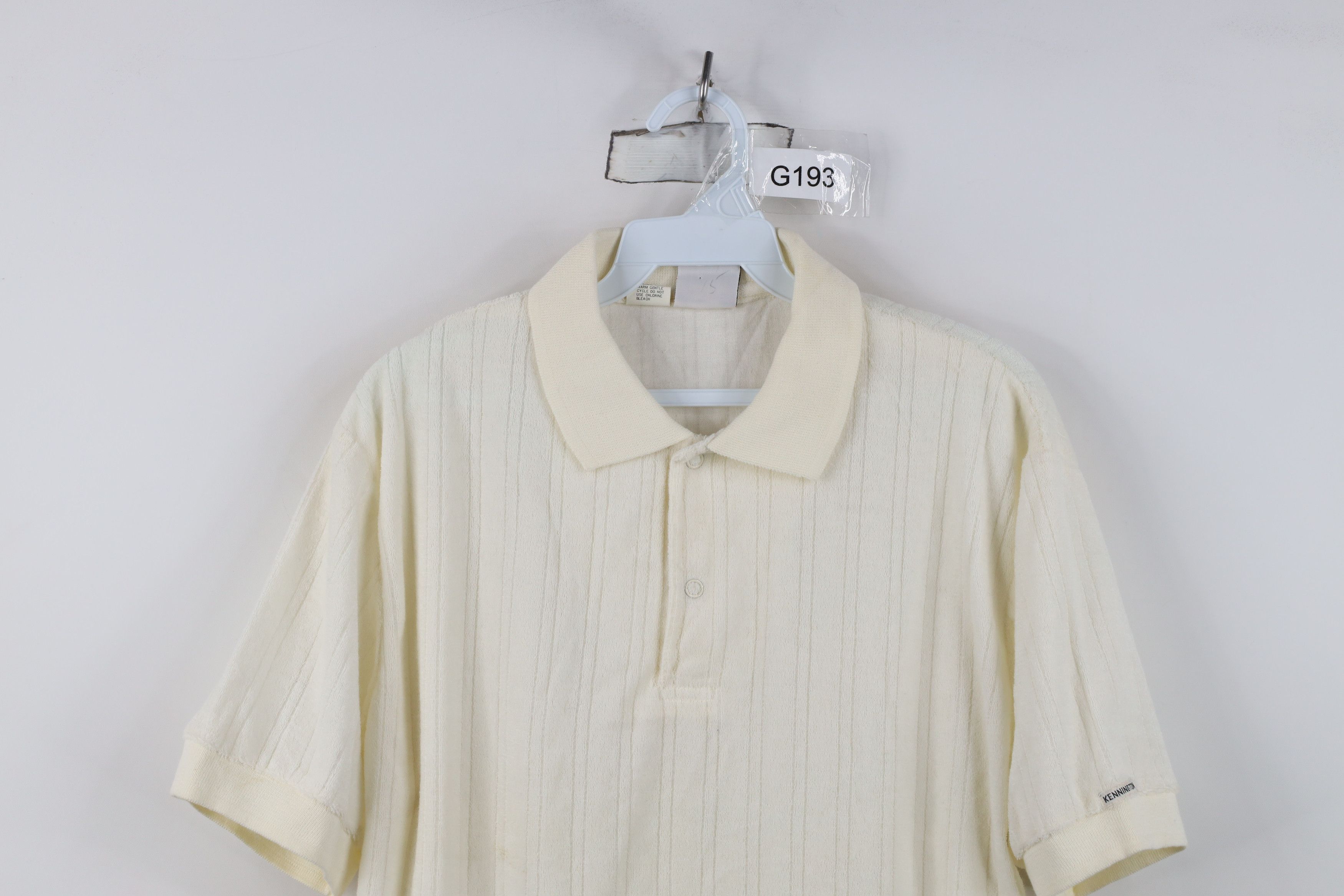 Vintage Vintage 70s Streetwear Terry Cloth Collared Polo Shirt Cream Size US L / EU 52-54 / 3 - 2 Thumbnail