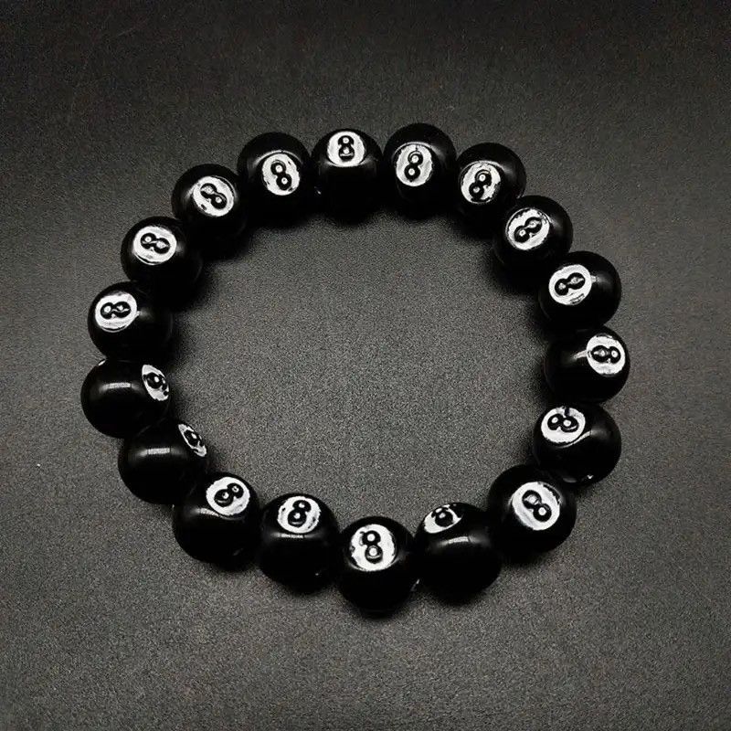 Jewelry Black Ball 8 Dice Bracelet Billiards Number Eight Size ONE SIZE - 2 Thumbnail
