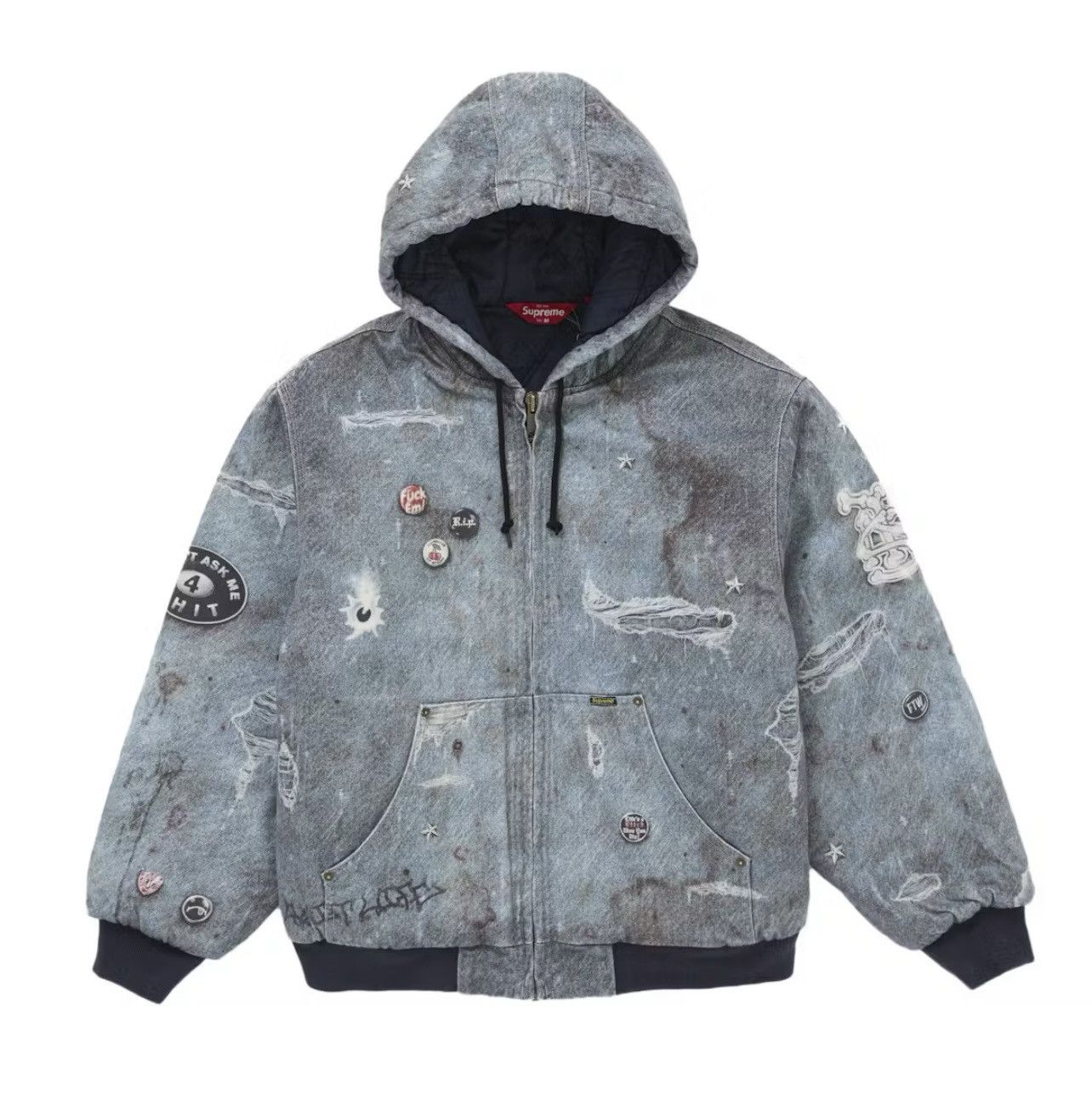 Supreme Supreme Reflective Arc Hooded Work Jacket Denim FW25 | Grailed
