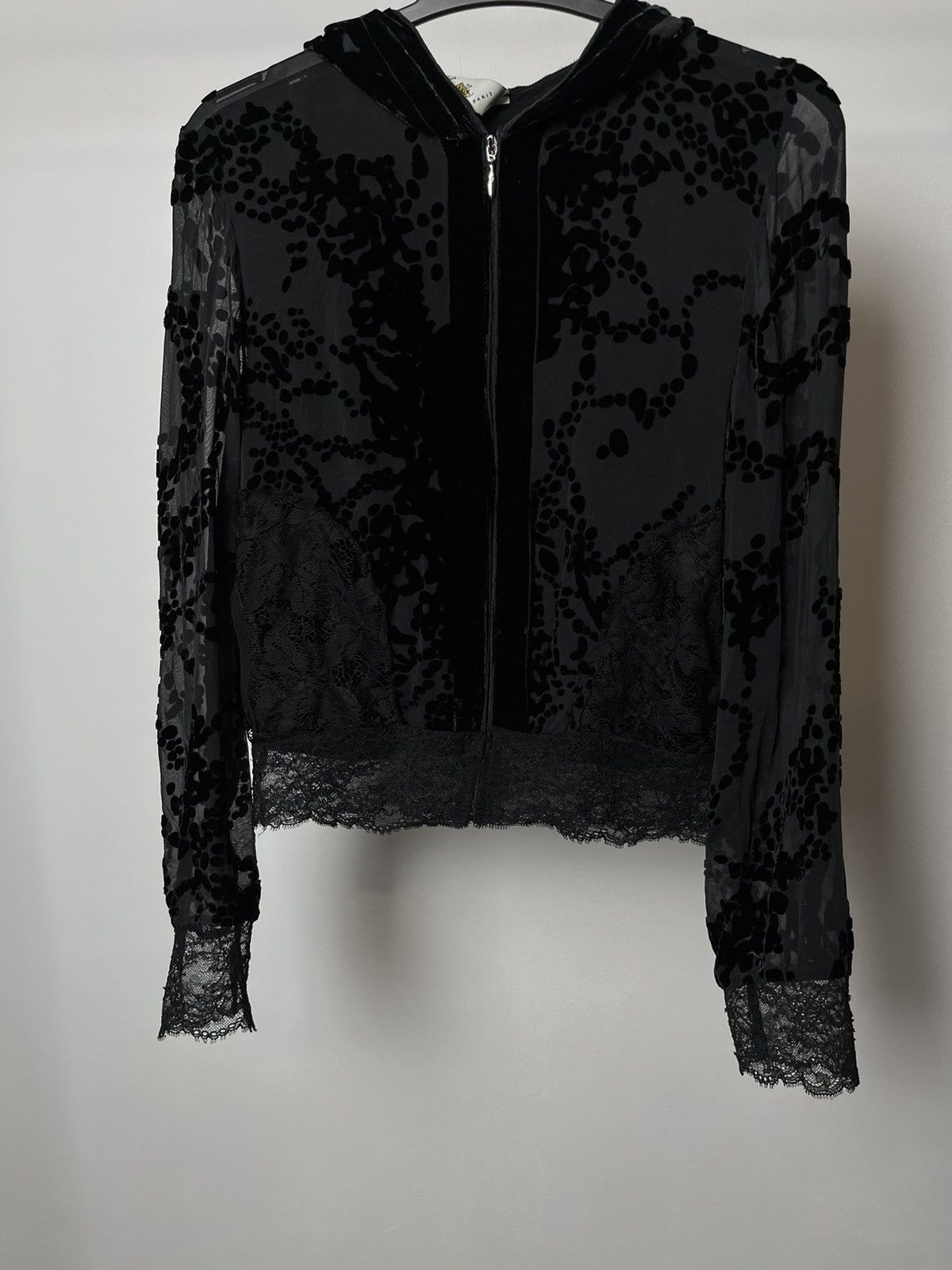 Sagaie Avant Garde velvet mesh Zip Hoodie