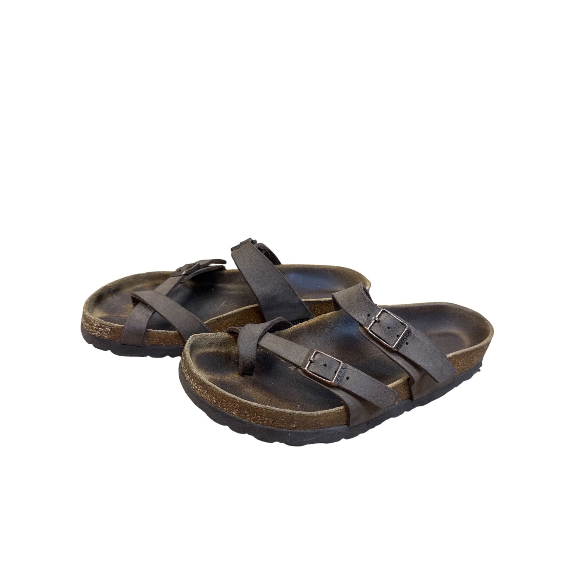 Birkenstock Birkenstock Womens Brown Leather Slip Sandals Size 6 SKU 819 Size US 6 / IT 36 - 1 Thumbnail