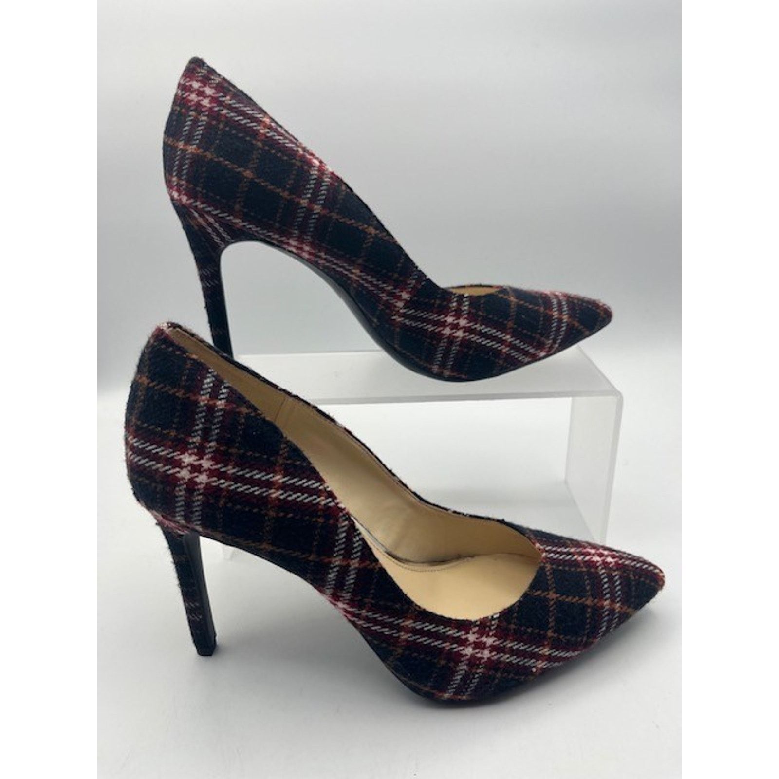 Jessica Simpson Jessica Simpson Haneh Plaid Pumps Heels RED BLACK WHITE Size US 8 / IT 38 - 1 Thumbnail
