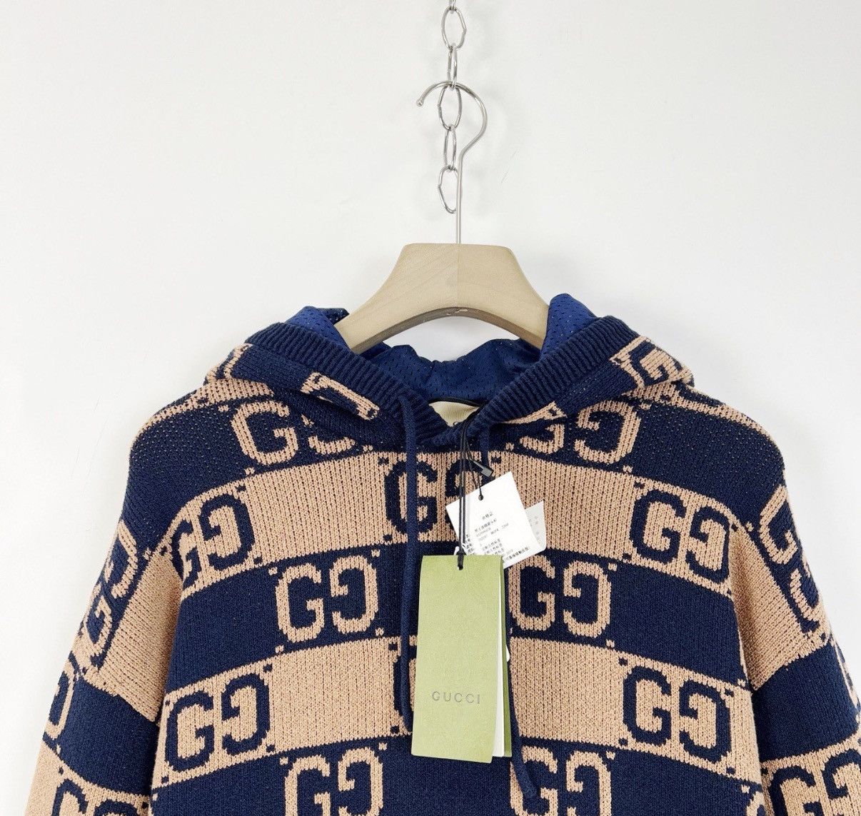 Gucci GUCCI Khaki Color-Block Jacquard Hooded Knit Sweater K12 Size S / US 4 / IT 40 - 3 Thumbnail