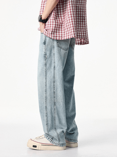 Japanese Brand × Jean American trendy men's blue washed loose stitching jeans Size US 32 / EU 48 - 3 Thumbnail