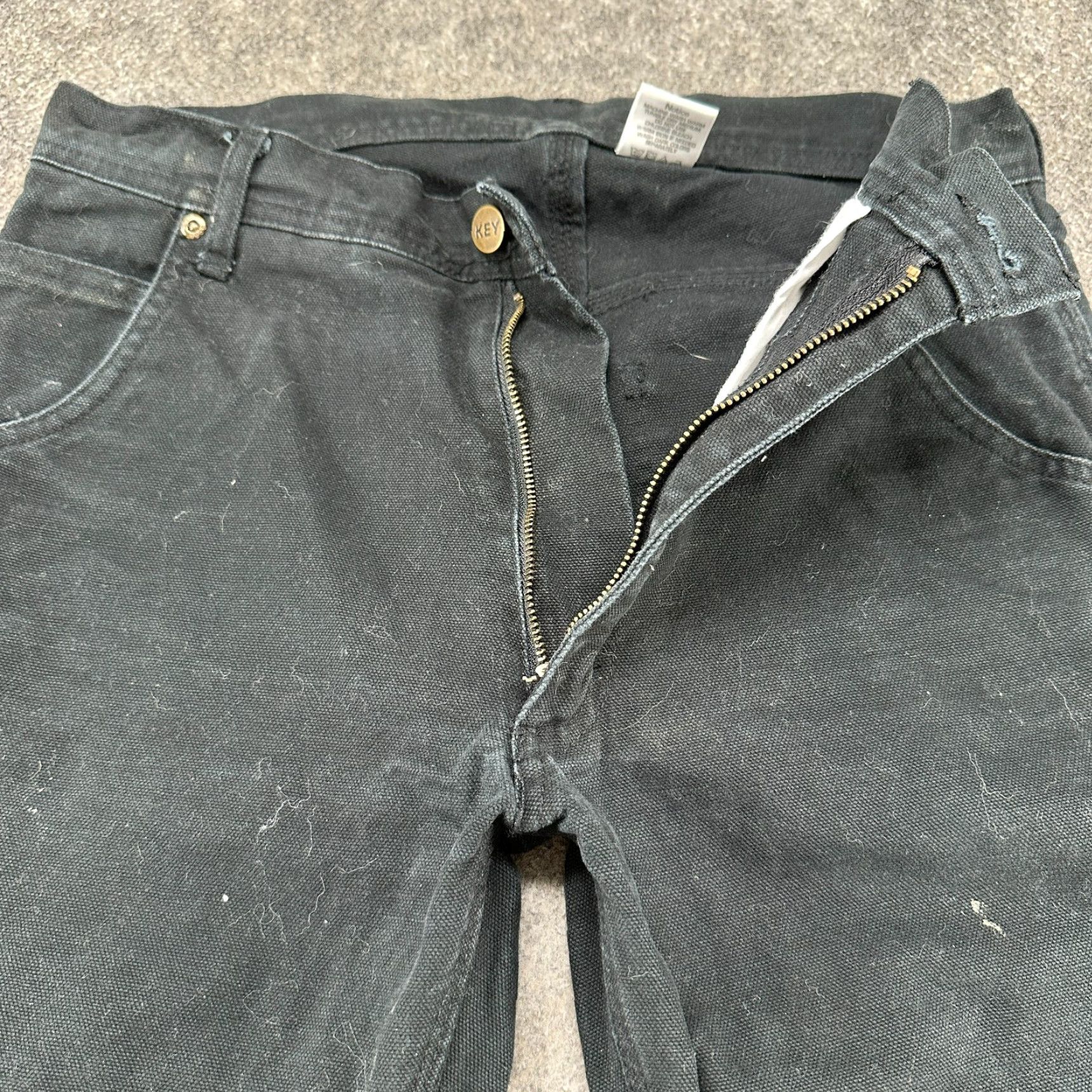 Vintage Key Pants Mens 30x32 Black Carpenter Workwear Duck Canvas Double Knee Cotton Pants Size US 30 / EU 46 - 2 Thumbnail