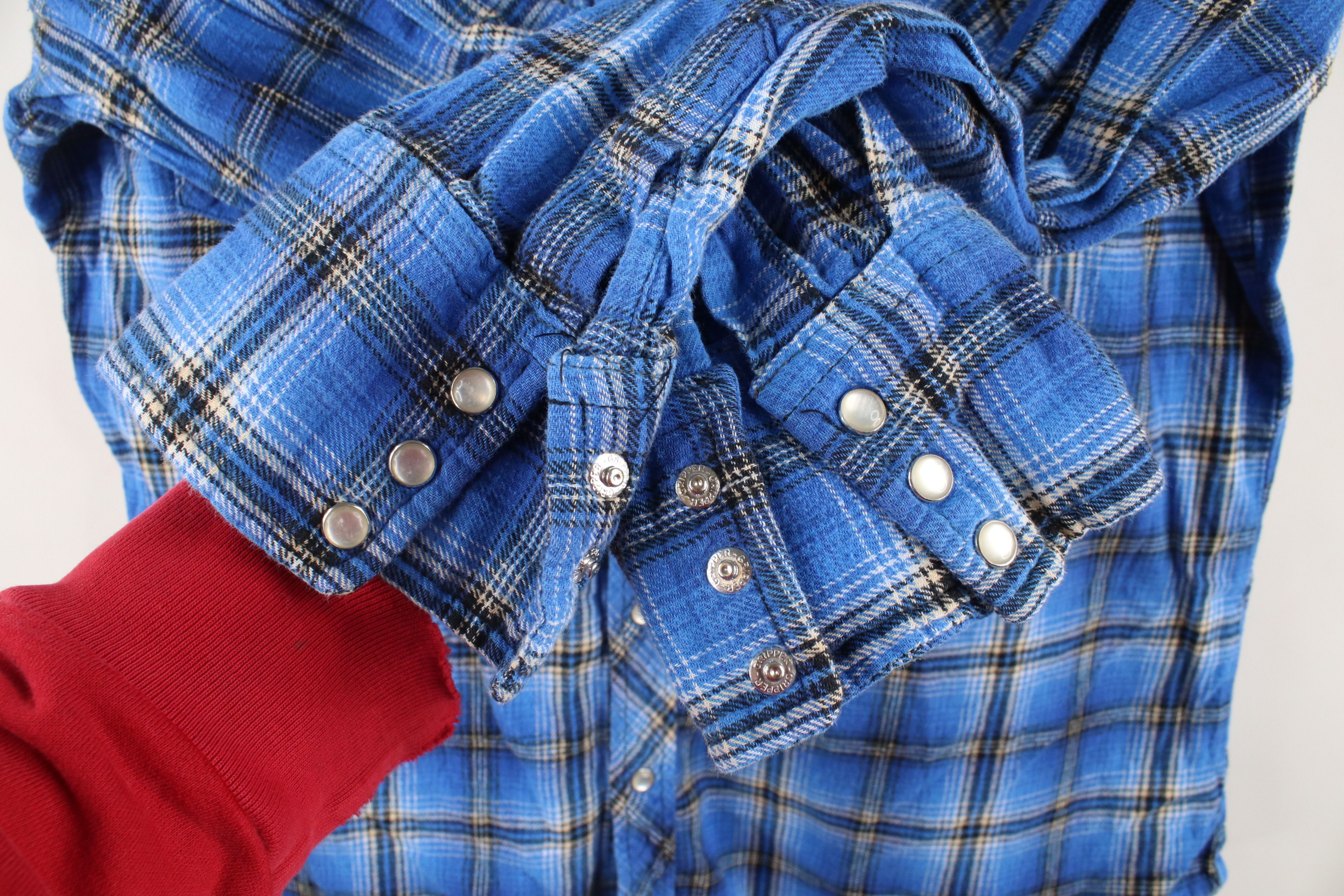 Vintage Vintage 90s Wrangler Flannel Western Rodeo Snap Button Shirt Size US L / EU 52-54 / 3 - 4 Thumbnail