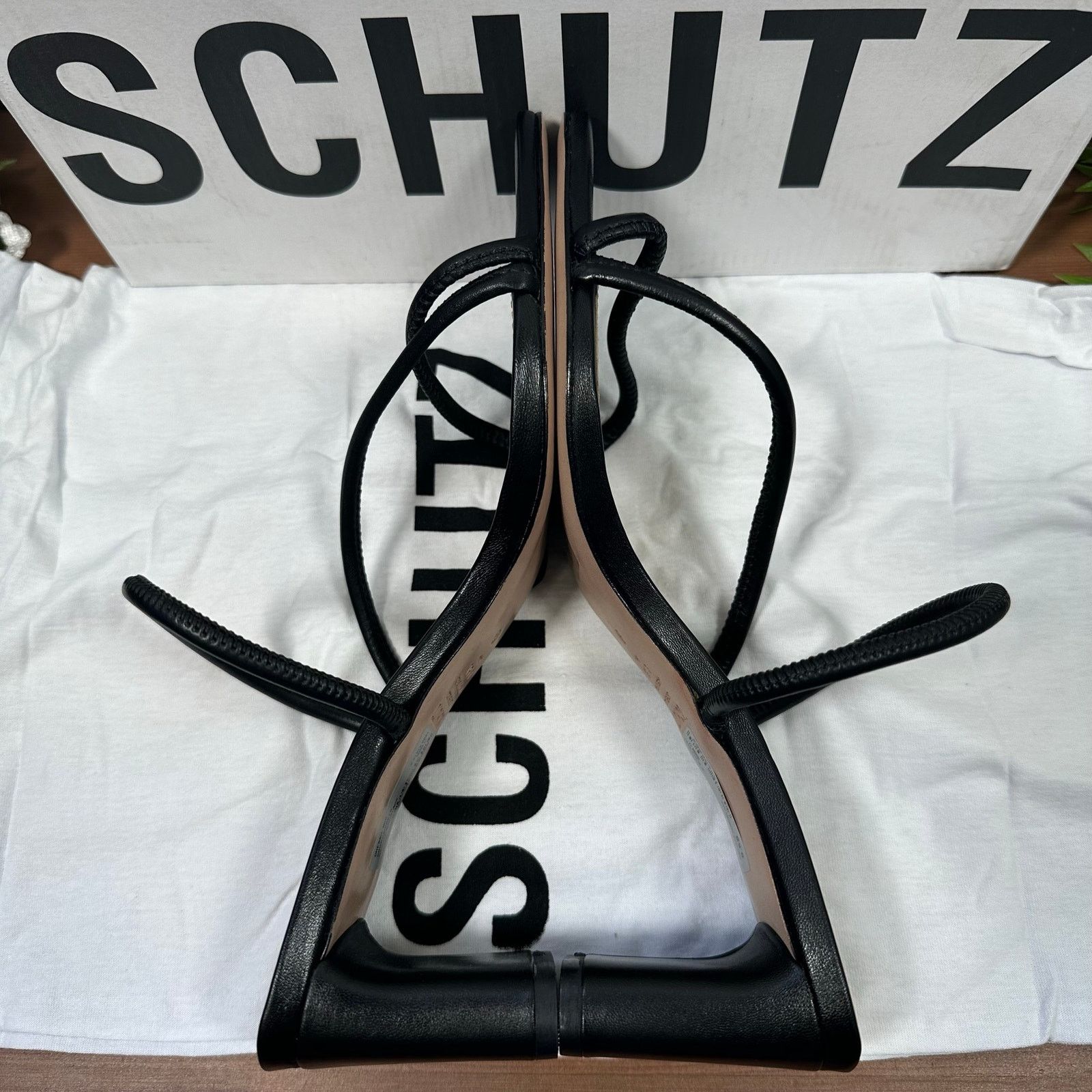 SCHUTZ Schutz Chessie Mid Leather Mid Heel Sandals Black Size 11 Size US 11 / IT 41 - 5 Thumbnail