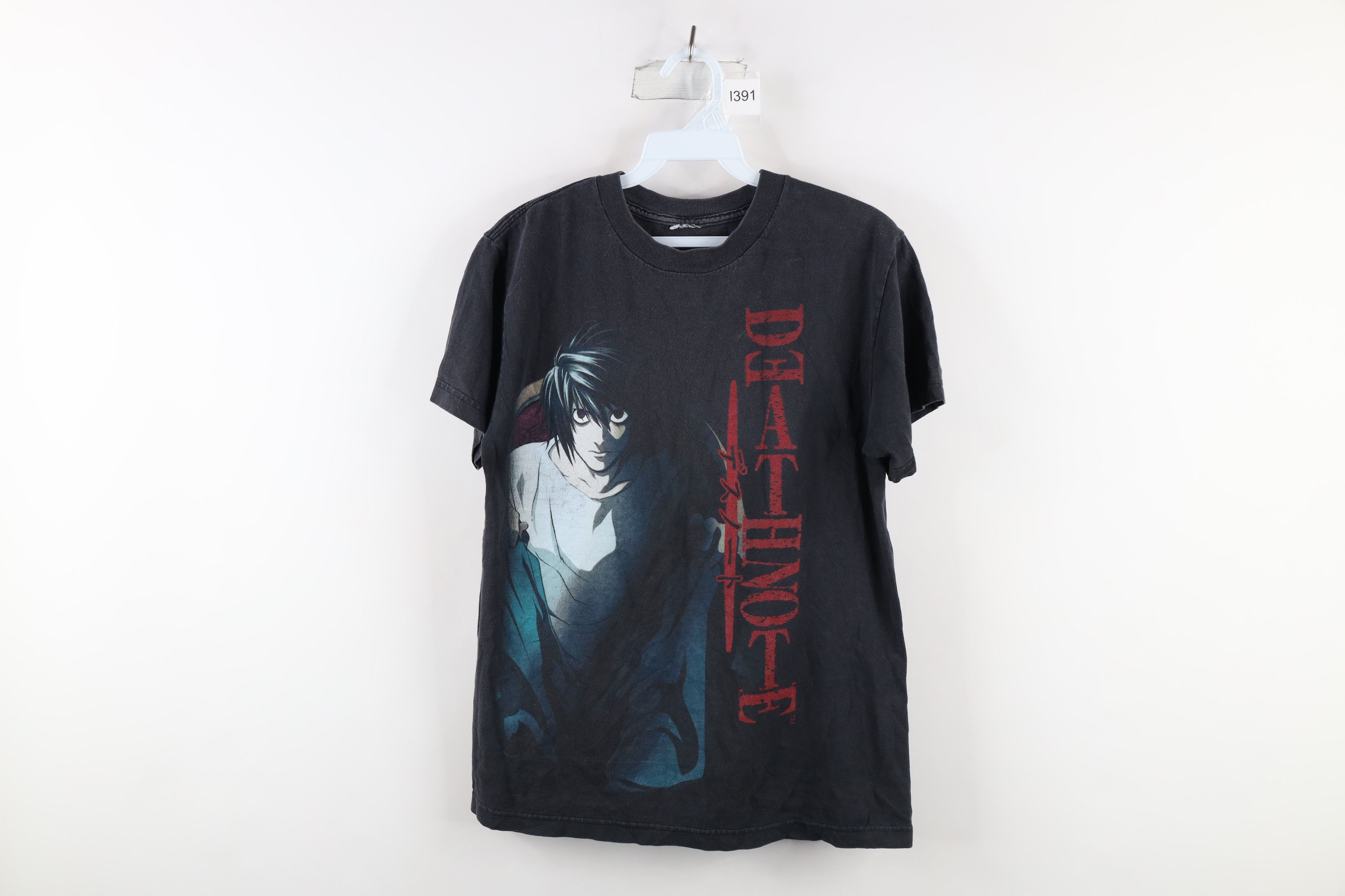 image of Vintage Y2K Spell Out Death Note Japan Anime Manga T-Shirt in Black, Men's (Size Small)