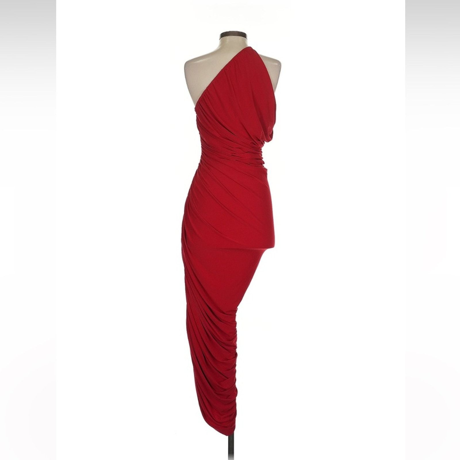 Norma Kamali Norma Kamali Diane Gown - Size XS - Red Ruched One-Shoulder Size XS / US 0-2 / IT 36-38 - 5 Thumbnail