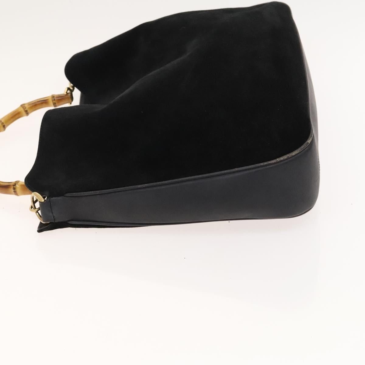 Gucci GUCCI Bamboo Hand Bag Suede Black Gold 001 1014 001 1014 Size ONE SIZE - 5 Thumbnail