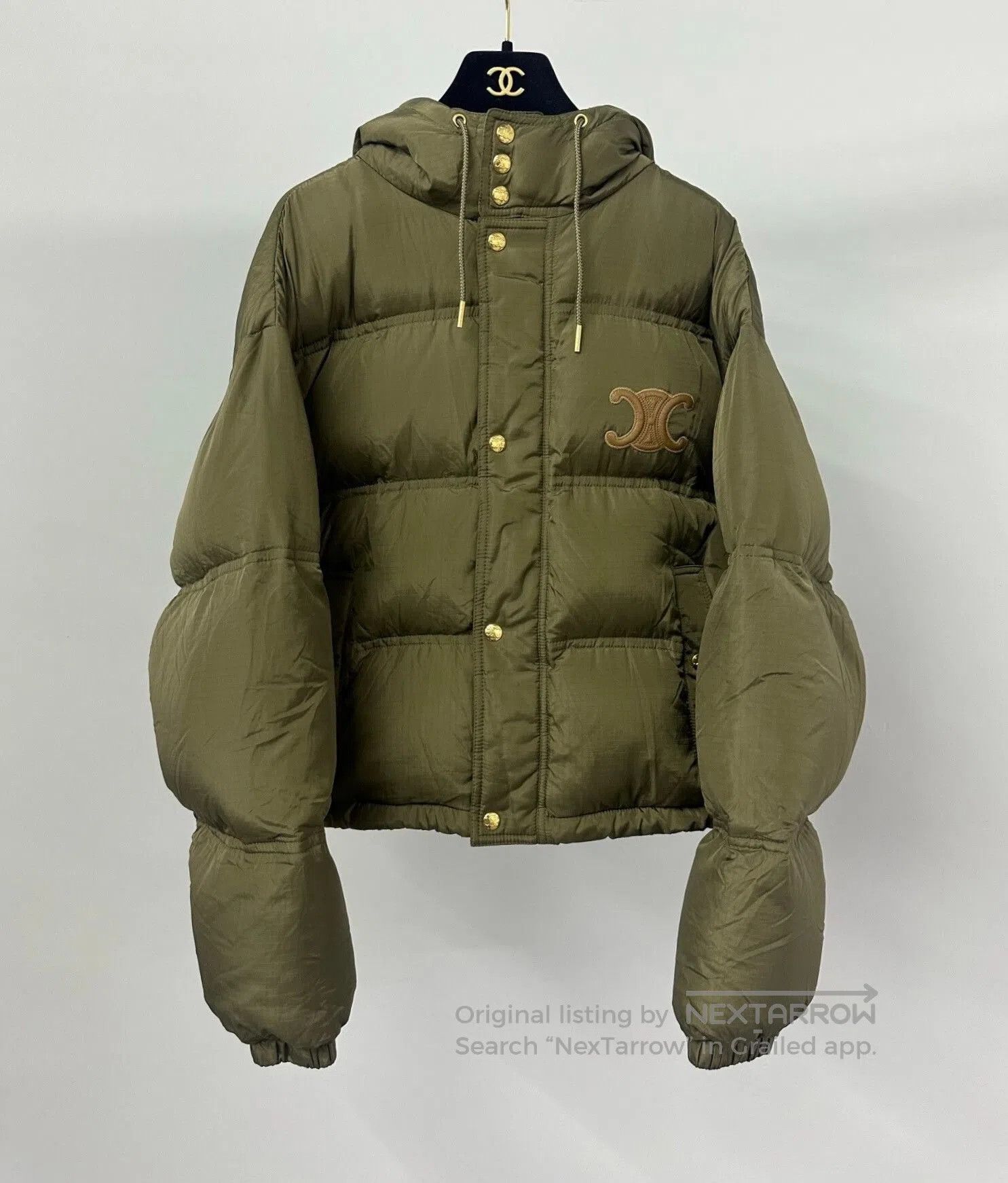 Celine Celine Olive Green Hooded Down Jacket. Size S / US 4 / IT 40 - 1 Thumbnail