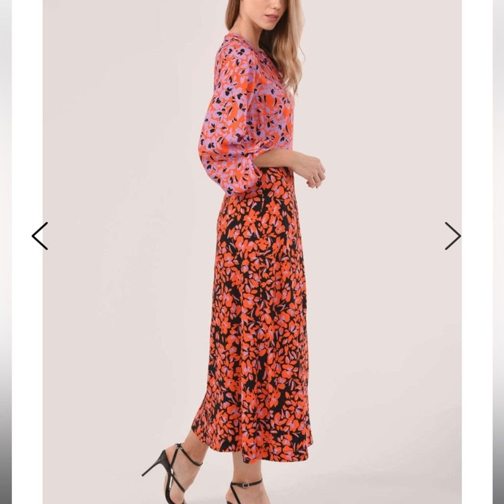 Closet London Closet London PURPLE PRINTED PUFF SLEEVE MIDI DRESS Size S / US 4 / IT 40 - 2 Thumbnail