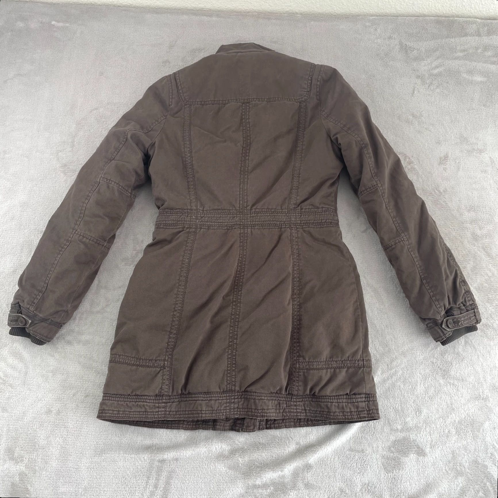 Abercrombie & Fitch Abercrombie & Fitch Jacket Women M Brown Faux Fur Lining Y2K Parka Long Coat/Cotton Canvas 90s Vintage Style Size M / US 6-8 / IT 42-44 - 7 Thumbnail