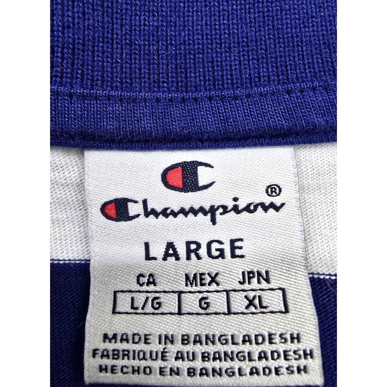 Champion Champion Navy White Striped Polo Shirt Men's L 100% Cotton Size US L / EU 52-54 / 3 - 4 Thumbnail