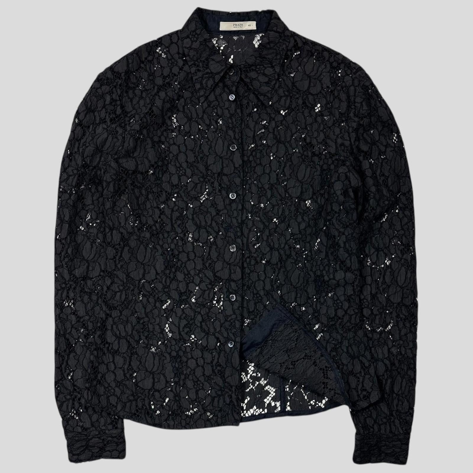 Prada Prada 00’s Floral Broderie Lace Mesh Blouse Shirt - M Size S / US 4 / IT 40 - 1 Thumbnail
