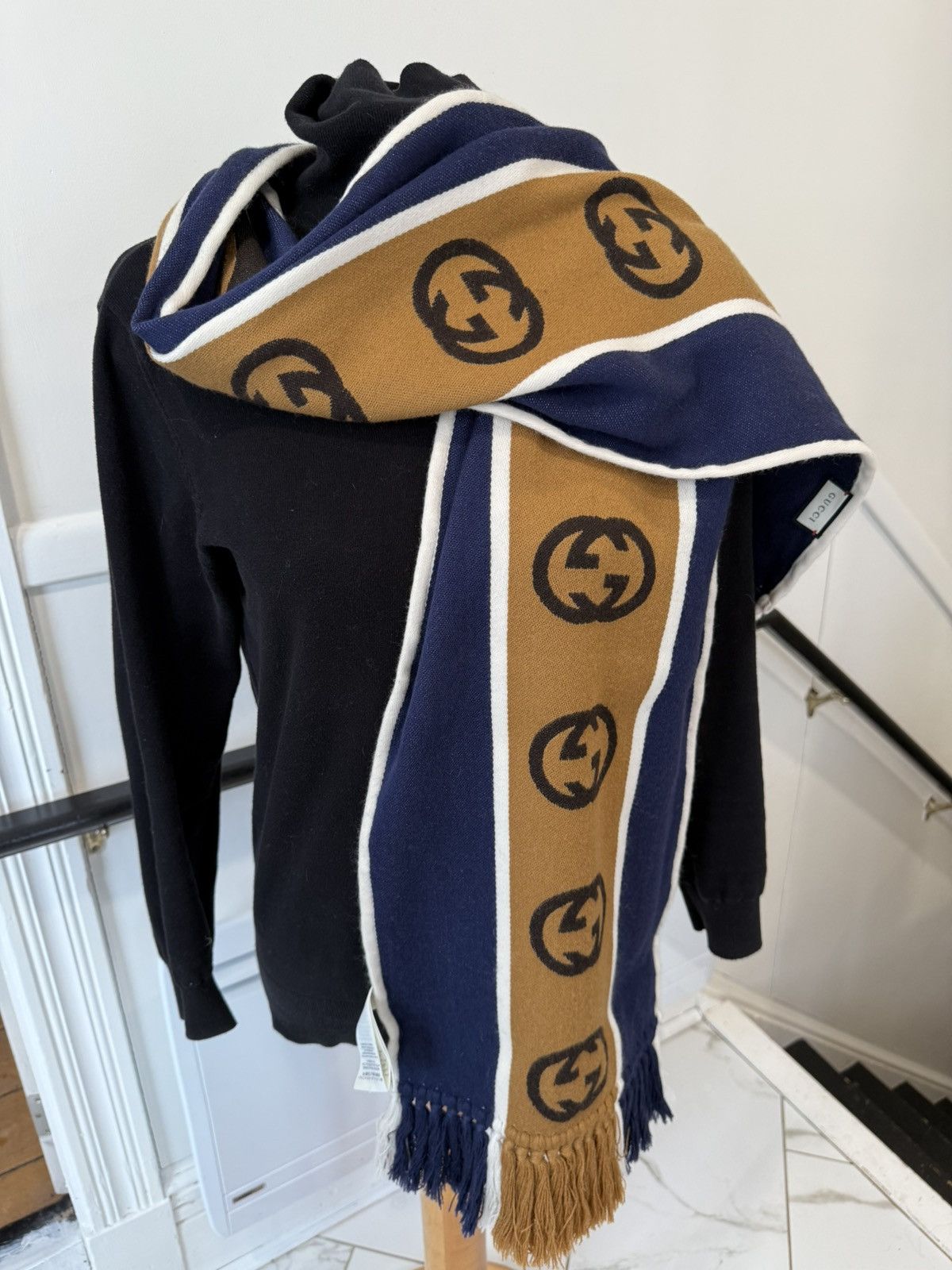 Gucci Gucci Reversible Unisex Wool Scarf Size ONE SIZE - 1 Thumbnail