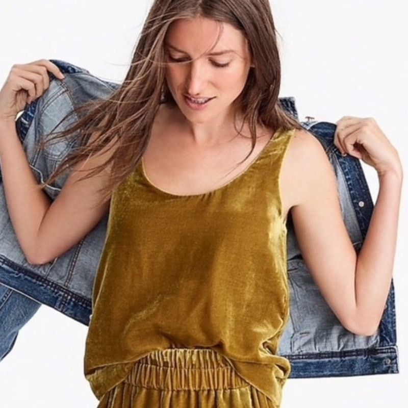 J.Crew J. Crew Antique Gold Velvet Cami Camisole Tank Top 2 Tall Size XS / US 0-2 / IT 36-38 - 1 Thumbnail