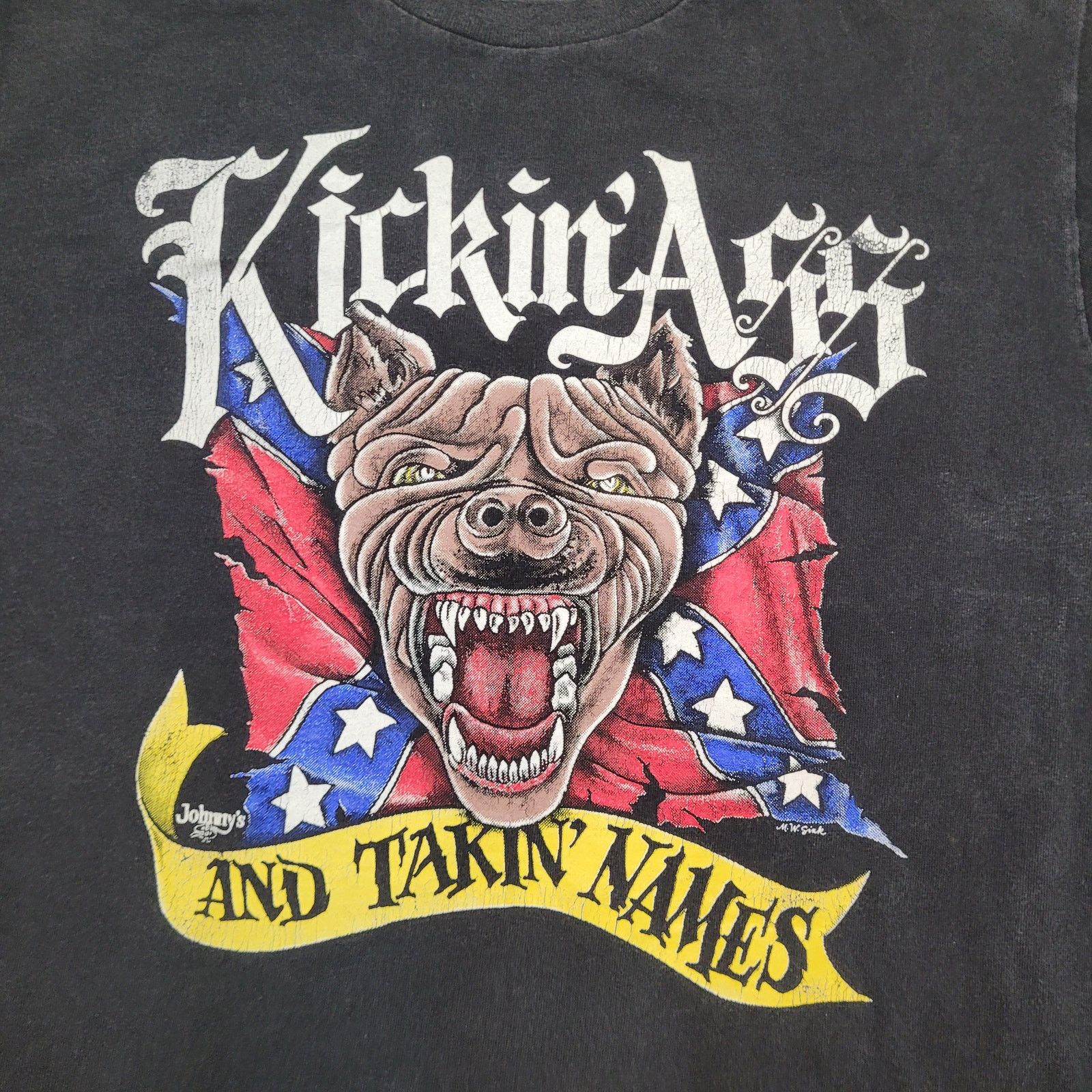 Starter VTG 90s Kickin Ass Bulldog Southern Bikers T-Shirt M USA Size US M / EU 48-50 / 2 - 2 Thumbnail