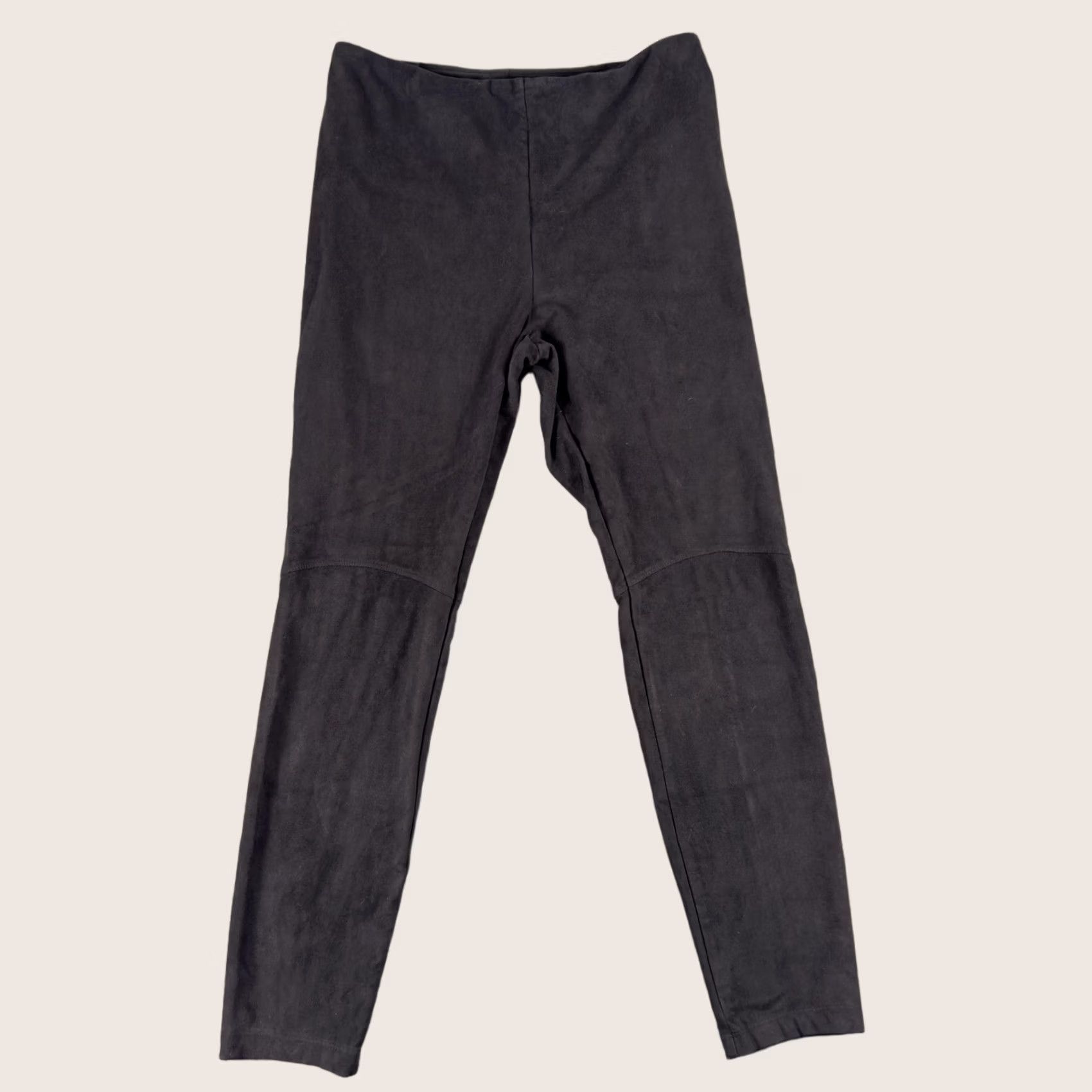Vintage Lysse Pants Womens Medium Black Faux Suede Leggings High Rise Stretch Pull On Size 32" / US 10 / IT 46 - 1 Thumbnail