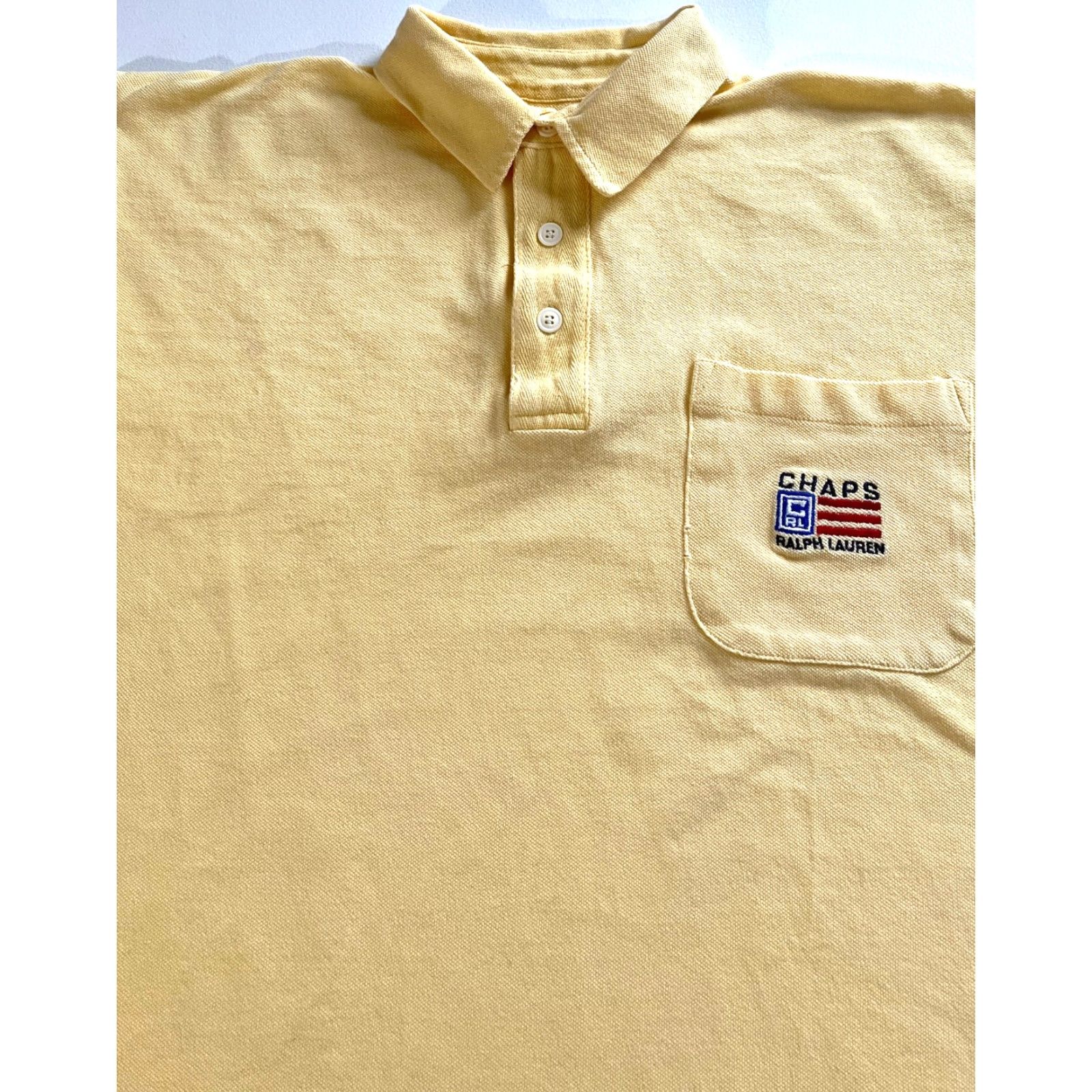 Chaps VINTAGE Chaps Ralph Lauren Polo Shirt Mens L Yellow Embroidered Logo 90s Classic Retro Short Sleeve Collared Polo Shirt Size US L / EU 52-54 / 3 - 3 Thumbnail