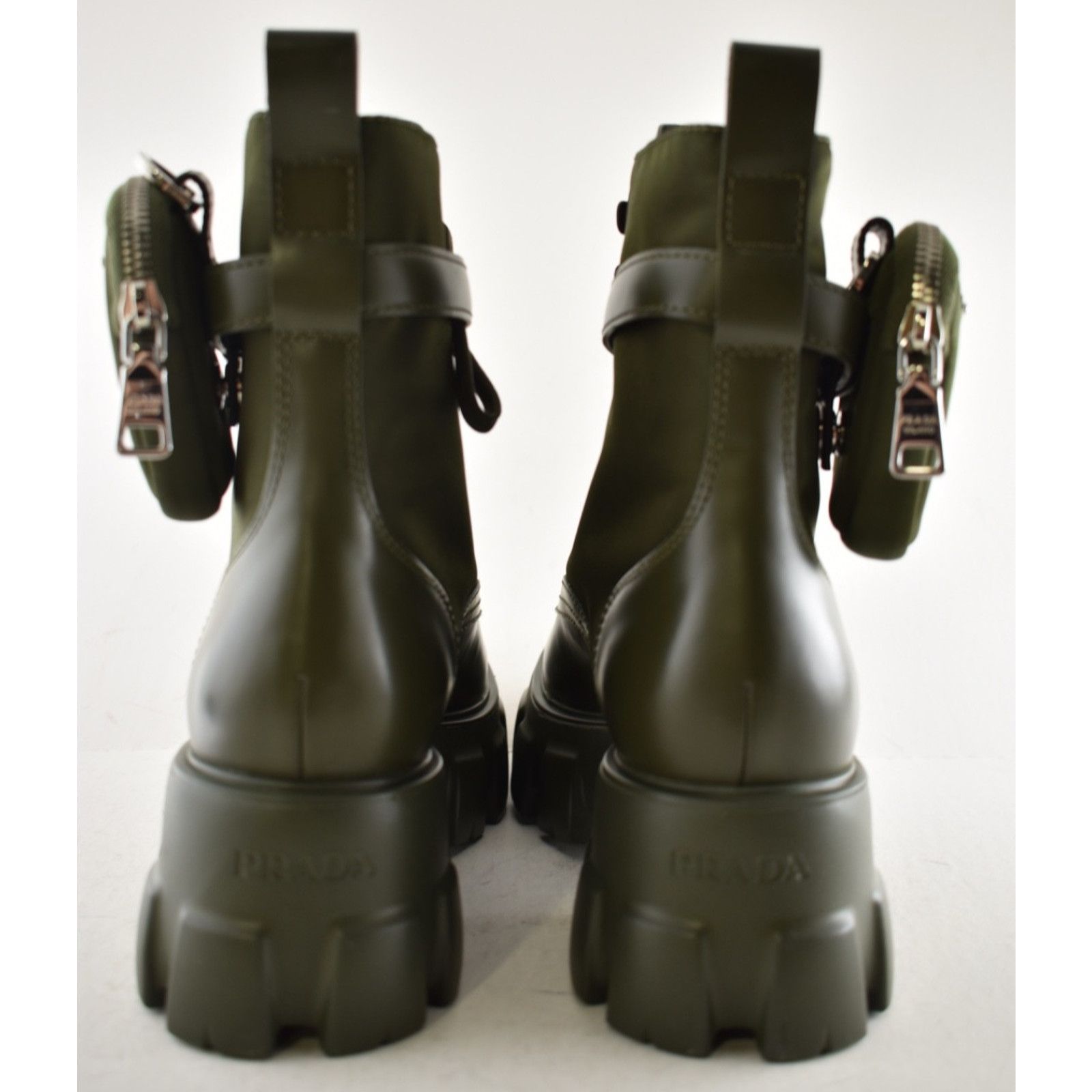 Prada Prada Monolith Green Leather Nylon Pouch Combat Boot 40 Size US 10 / IT 40 - 13 Thumbnail