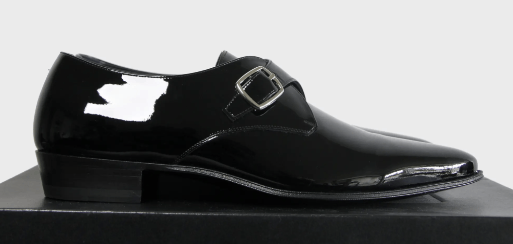 Celine Single Buckle Jacno Patent Leather Derby Shoes in Black, Men's (Size 11)