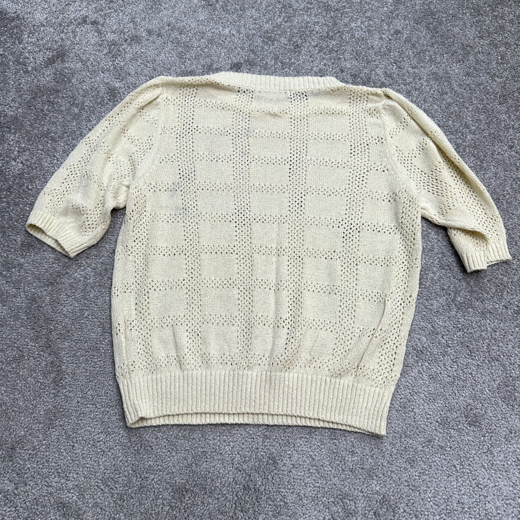 Vintage Dokotoo Blouse Womens M Ivory Knit Top Short Sleeve Crew Neck Classic Size M / US 6-8 / IT 42-44 - 2 Thumbnail