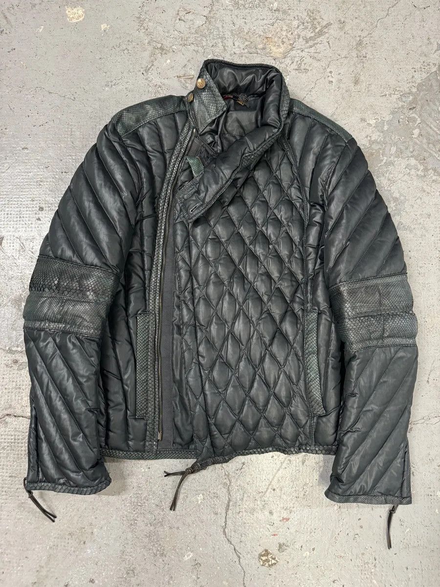Roberto Cavalli AW2000 Roberto Cavalli Asymmetrical Ninja Python Dark Green Puffer Leather Jacket Size US S / EU 44-46 / 1 - 6 Thumbnail