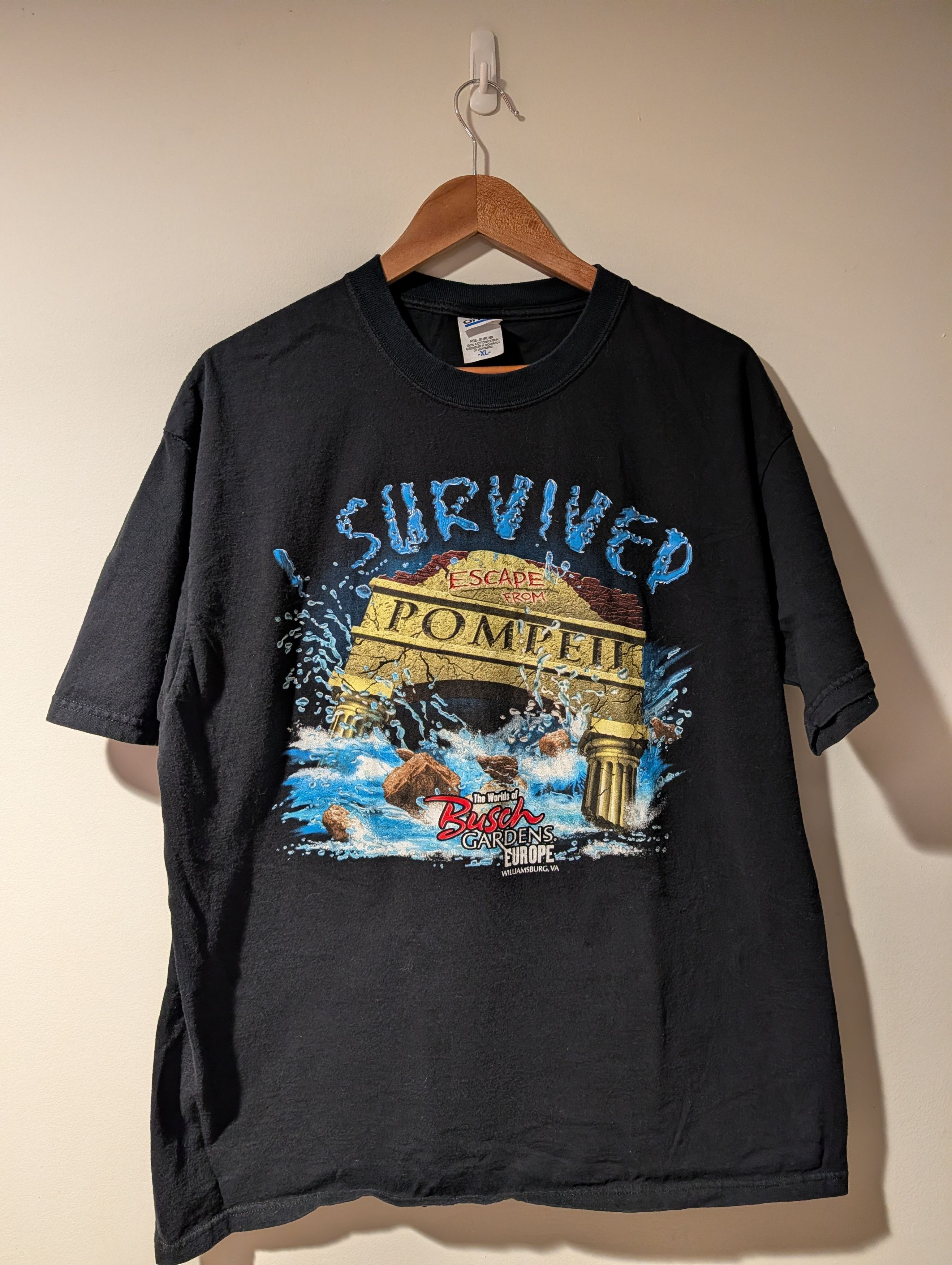 Anvil Vintage Busch Garden Amuse Survived Escape Pompeii T-Shirt Size US XL / EU 56 / 4 - 1 Thumbnail