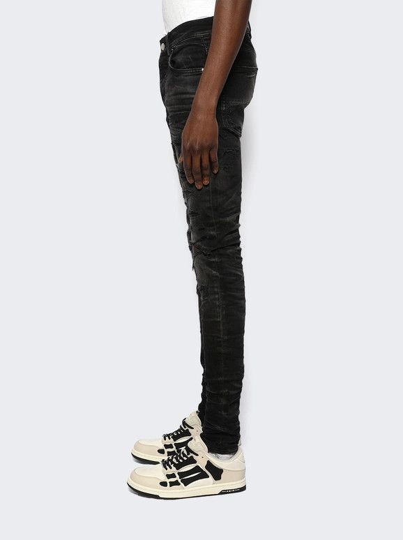 Amiri o1gr1nt0525 Leather Staggered Logo Jeans in Faded Black Size US 30 / EU 46 - 3 Thumbnail