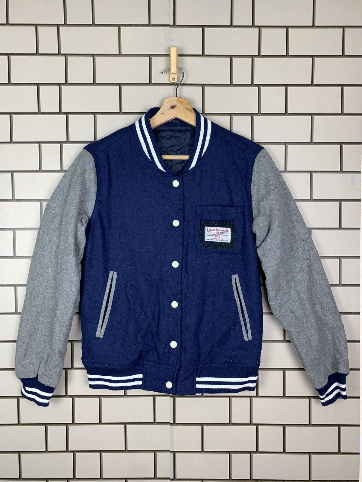 Harris Tweed × Vintage Harris Tweed Varsity Jacket Size US S / EU 44-46 / 1 - 1 Thumbnail