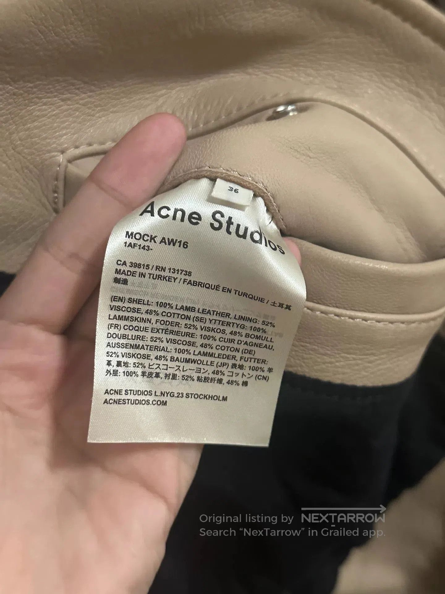 Acne Studios beige leather pilot jacket by Acne Studios. Size S / US 4 / IT 40 - 4 Thumbnail