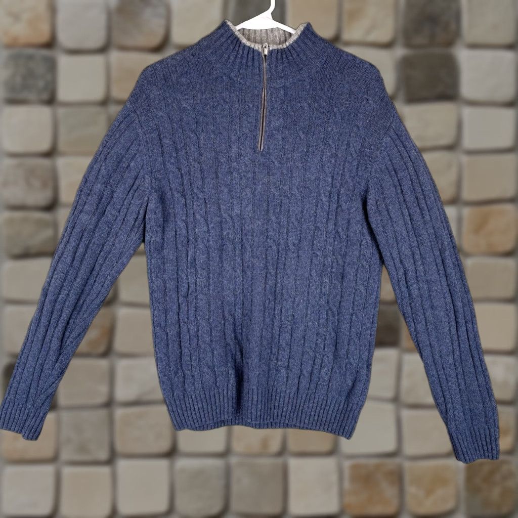 Vintage Daniele Blasi Sweater Mens S Blue 1/4 Zip Cable Knit Wool Blend Made Italy Regular Pullover Zipper Size US S / EU 44-46 / 1 - 1 Thumbnail