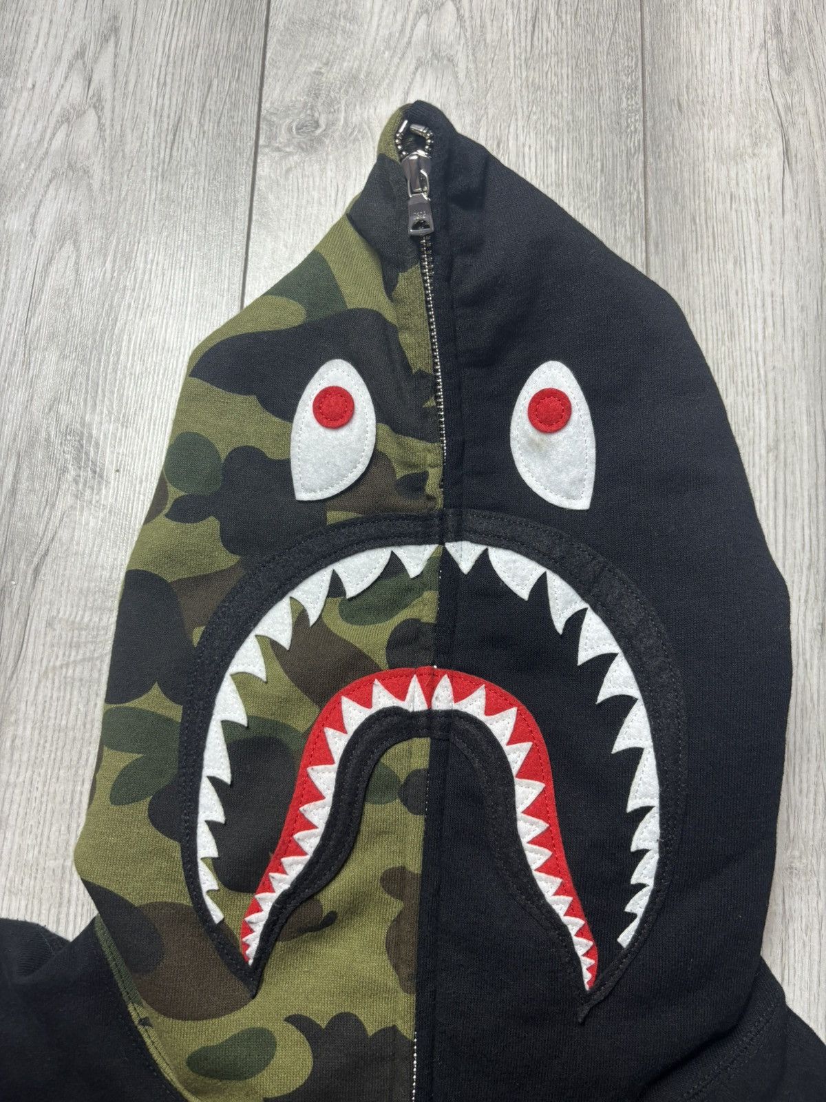 Bape Bape black half camo shark full zip hoodie Size US XL / EU 56 / 4 - 2 Thumbnail