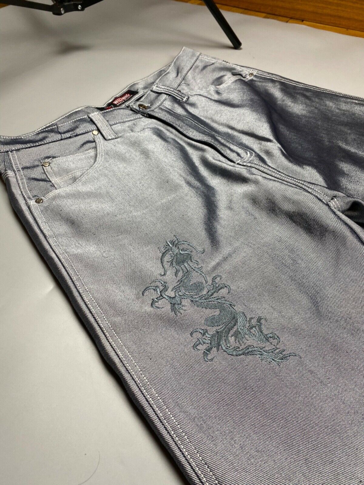 Wu-Tang Clan WU WEAR jeans, shiny gray silver metallic vintage Wu Tang 36 Size US 36 / EU 52 - 10 Thumbnail