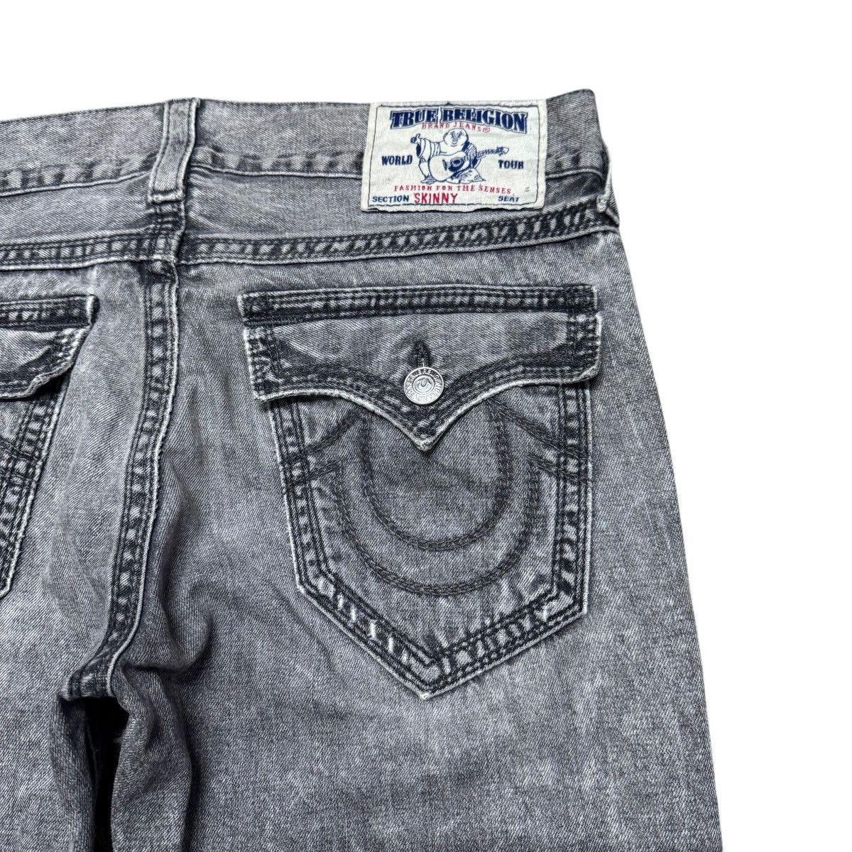 True Religion True Religion Black Grey Skinny Jeans Size US 33 - 10 Thumbnail
