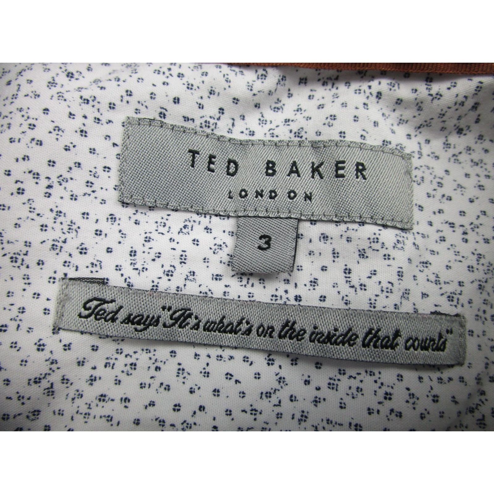 Ted Baker Ted Baker Shirt Adult Medium White Geometric Button-Down Long Sleeve Cotton Casual Mens Size US M / EU 48-50 / 2 - 6 Thumbnail