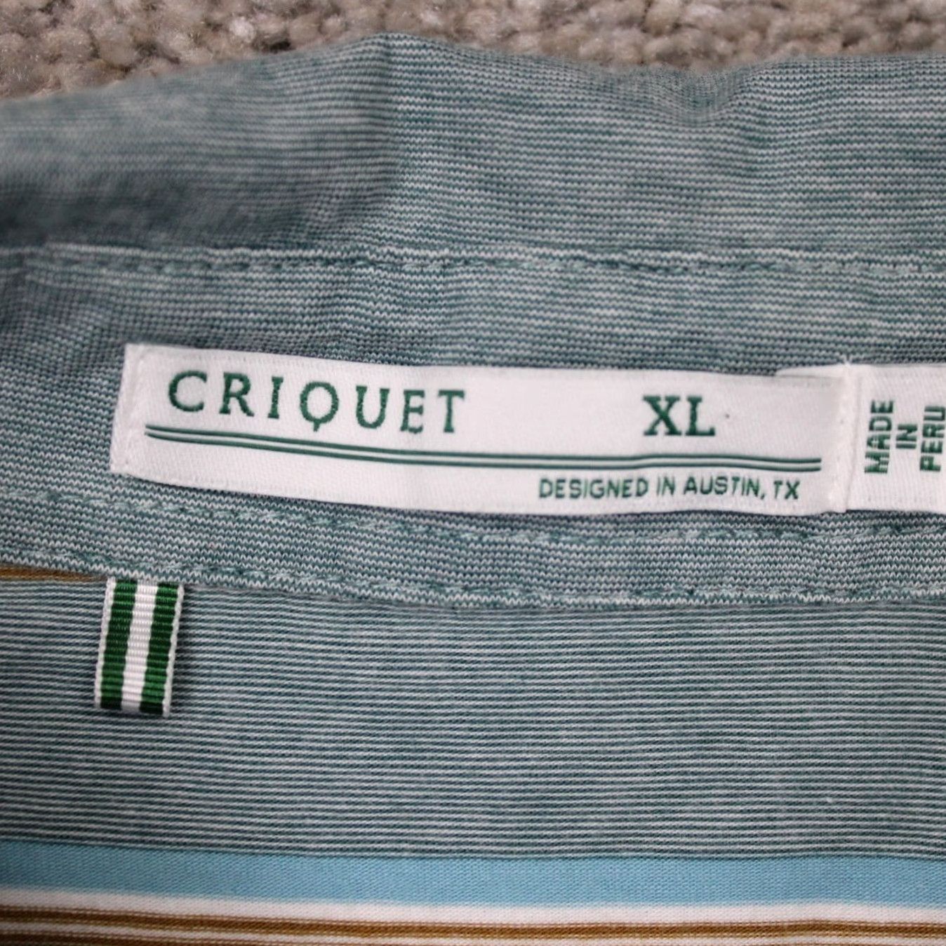 Vintage Criquet Polo Shirt Mens XL Blue/Green Pima Cotton Stretch Golf S/S 4 Button Size US XL / EU 56 / 4 - 7 Thumbnail