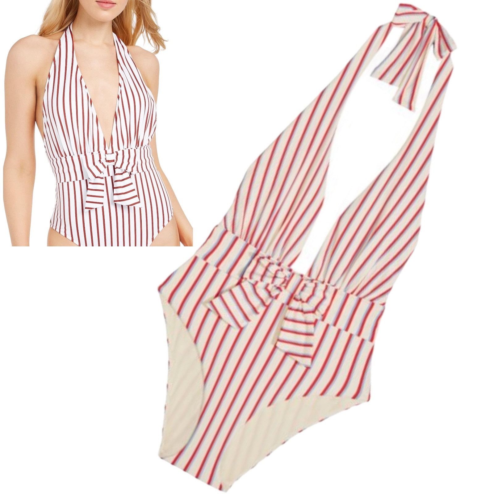 NEW WeWoreWhat Brooklyn Stripe One-Piece SWIMSUIT XL Womens