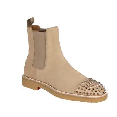 Christian Louboutin o1s1wg110924 Melon Spikes Flat Calf Boots in Beige Size US 8.5 / EU 41-42 - 2 Thumbnail