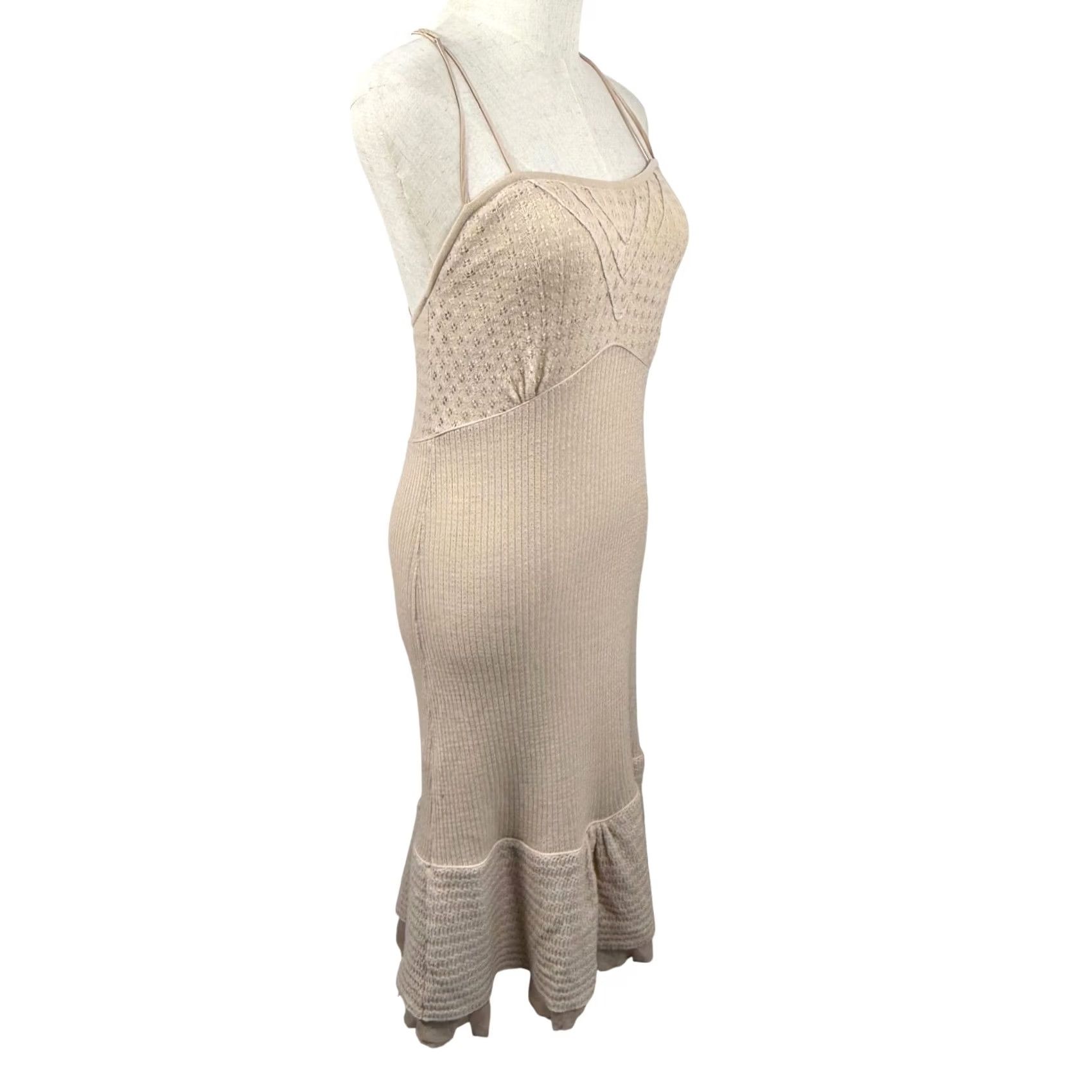 Bcbgmaxazria Max Azria Knit Midi Dress Pointelle Ruffle Ber Size S / US 4 / IT 40 - 2 Thumbnail