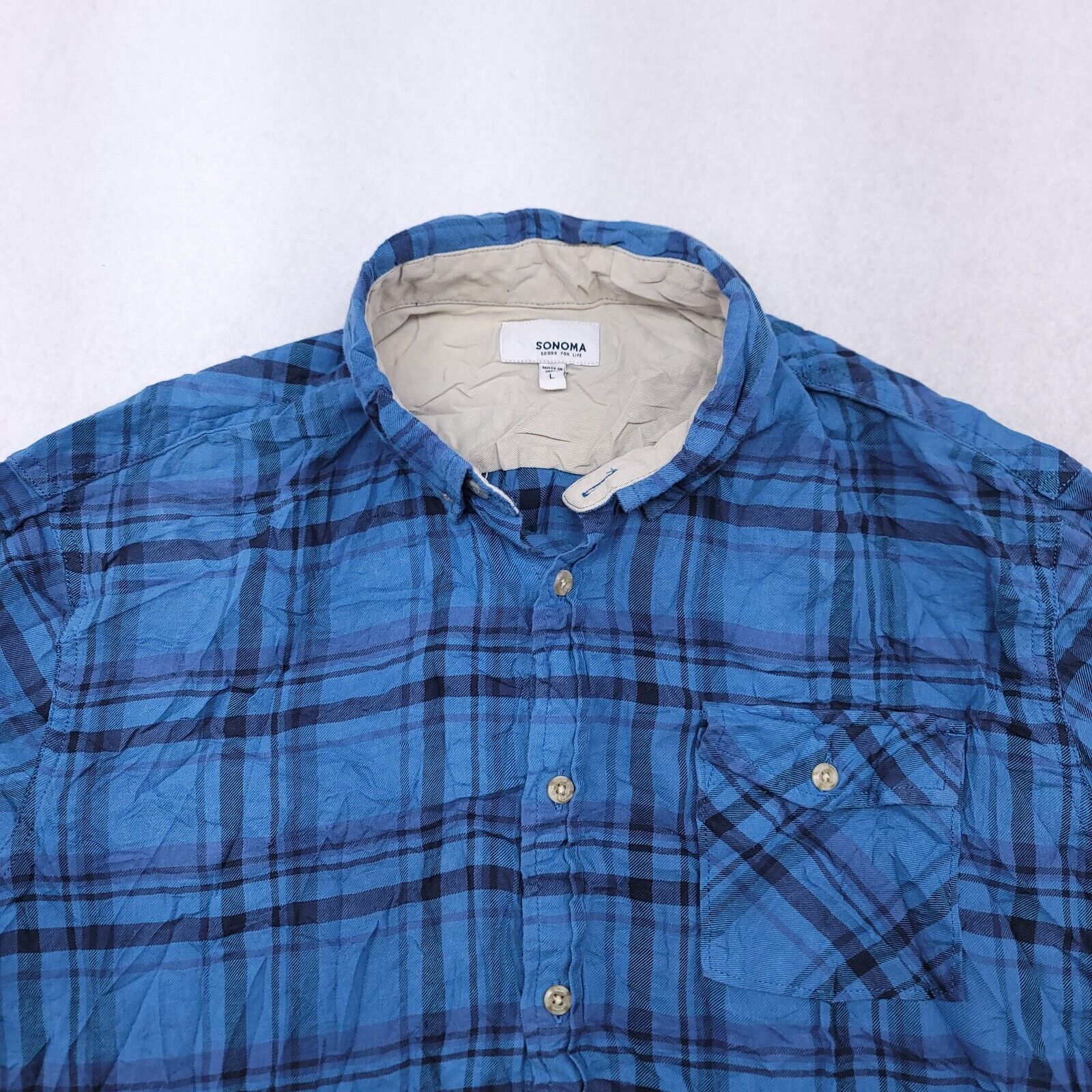 Sonoma Sonoma Madras Flannel Button Up Shirt Mens Size Large L Blue Size US L / EU 52-54 / 3 - 1 Thumbnail